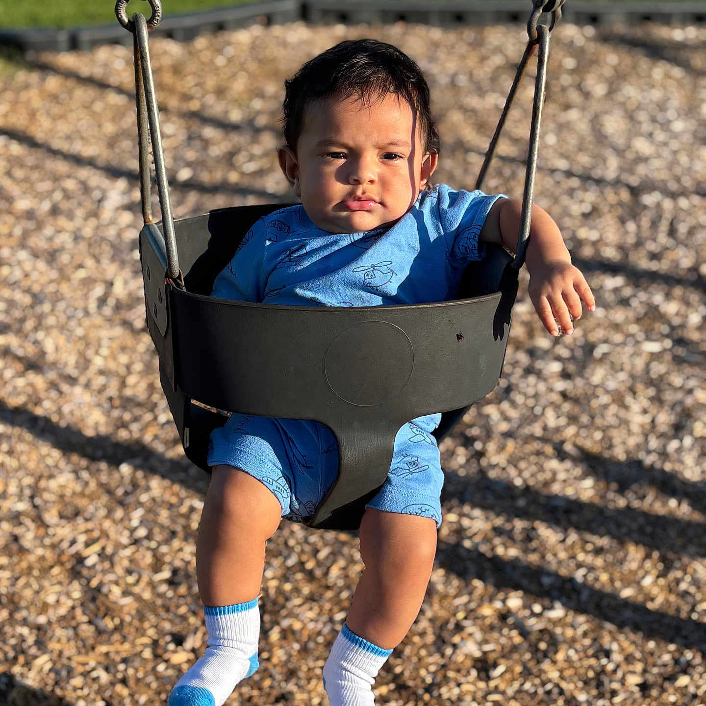 Levi joined the competition — help win amazing prizes! boy, child, clothing, face, grass, head, hosiery, male, nature, outdoorplayarea, outdoors, park, person, photography, plant, playarea, portrait, sock, swing, toy