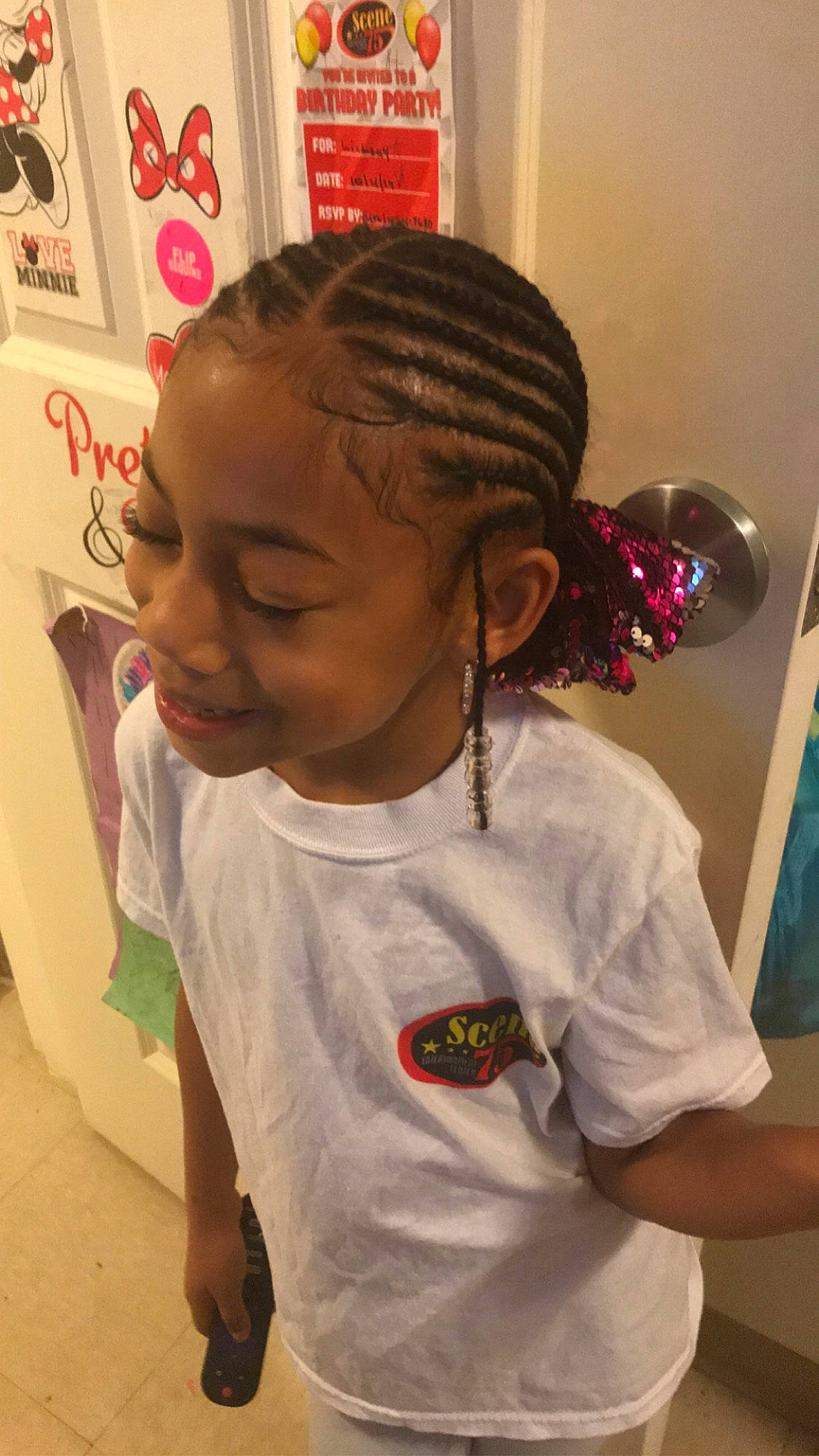 Lindsay joined the competition — help win amazing prizes! braid, child, cornrows, ear, hair, hairstyle, person, pigtail