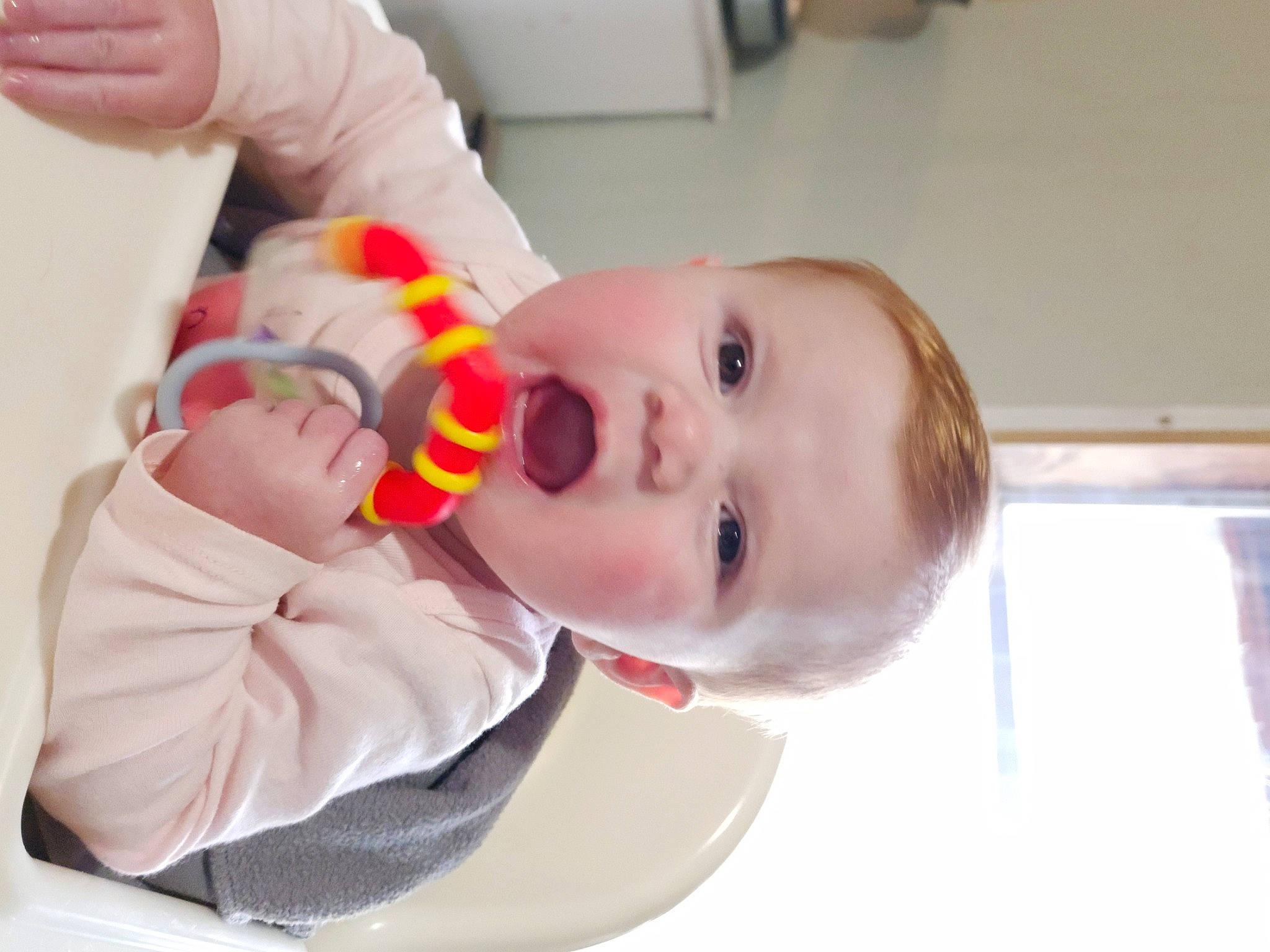 Emily joined the competition — help win amazing prizes! baby, baby_grabbing_for_something, baby_products, baby_toddler_clothing, chair, cheek, child, drinkware, eye, eyelash, finger, fun, happy, lip, mouth, nail, nose, person, room, skin