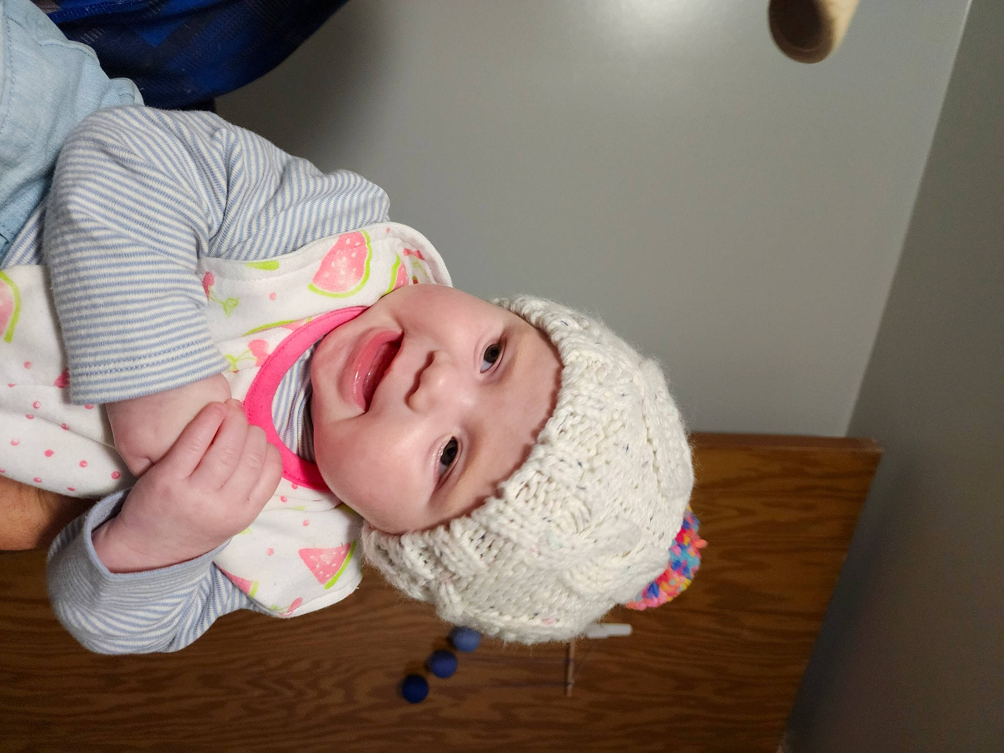 Emily joined the competition — help win amazing prizes! baby, baby_toddler_clothing, cheek, child, comfort, elbow, fashion_accessory, fun, gesture, happy, hat, headwear, nose, person, portrait_photography, room, skin, sleeve, smile, toddler