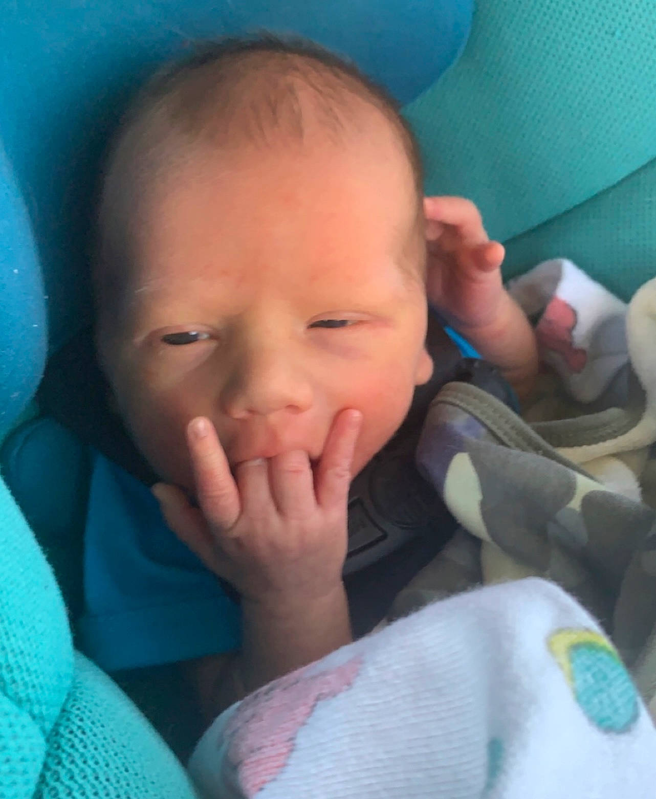 Montoya joined the competition — help win amazing prizes! arm, azure, baby, blue, cheek, comfort, ear, eye, eyebrow, eyelash, gesture, hand, iris, lip, mouth, neck, nose, person, skin, smile