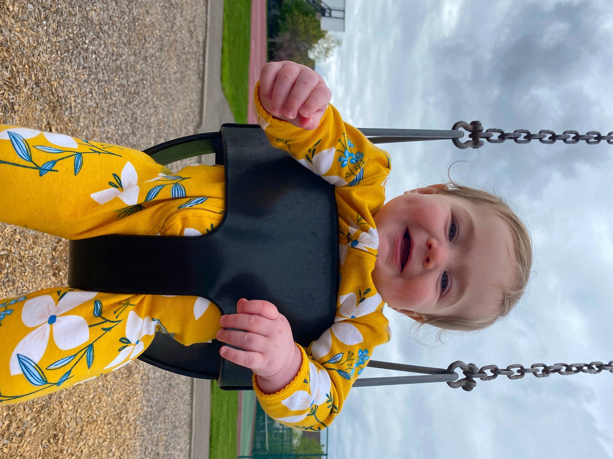 Camryn joined the competition — help win amazing prizes! arm, baby, baby_toddler_clothing, child, clothing, cloud, finger, gesture, hand, happy, head, organ, outerwear, person, photograph, smile, snapshot, toddler, tree, white