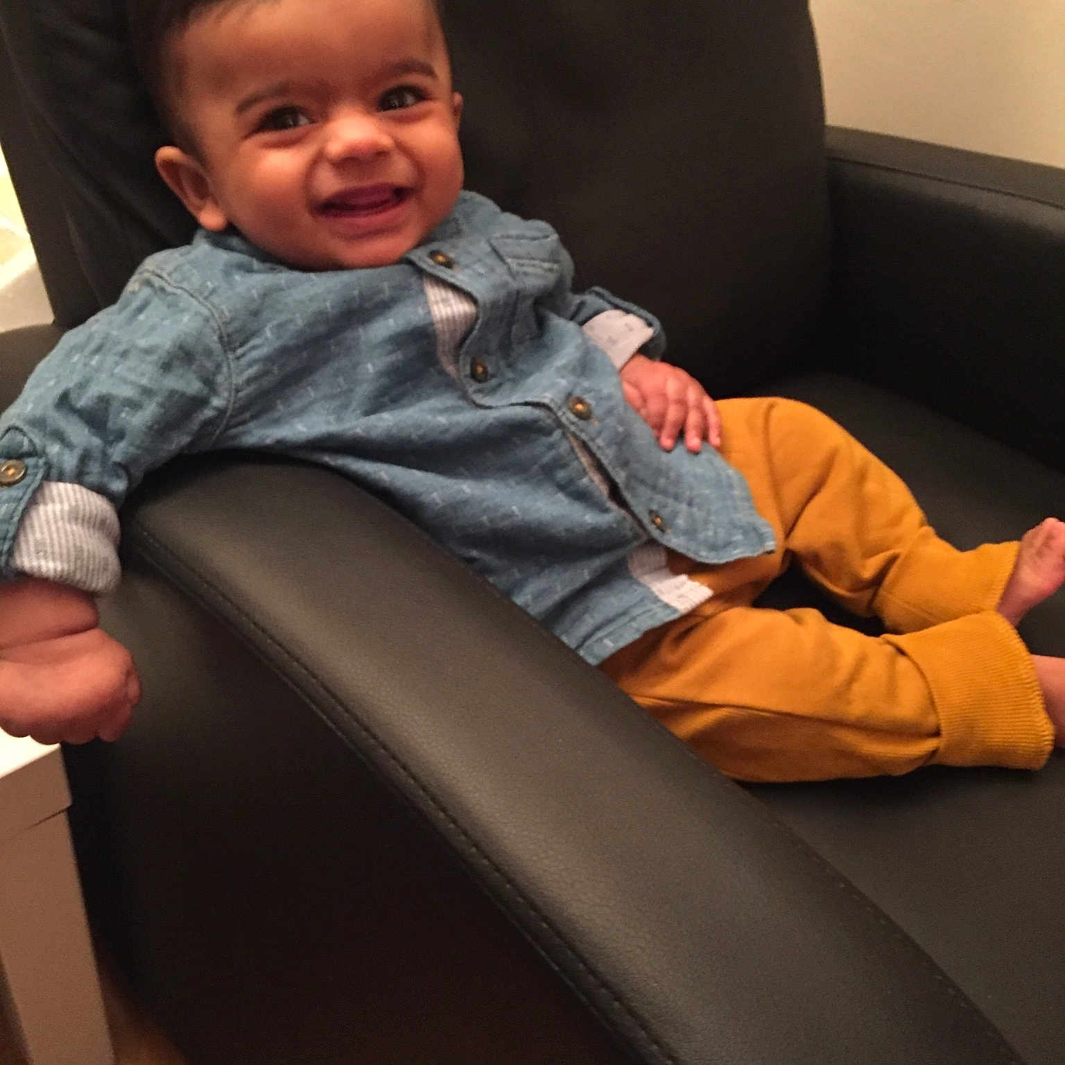 Neil joined the competition — help win amazing prizes! arm, car_seat, child, couch, day, fun, furniture, girl, infant, leg, person, product, sitting, textile, toddler