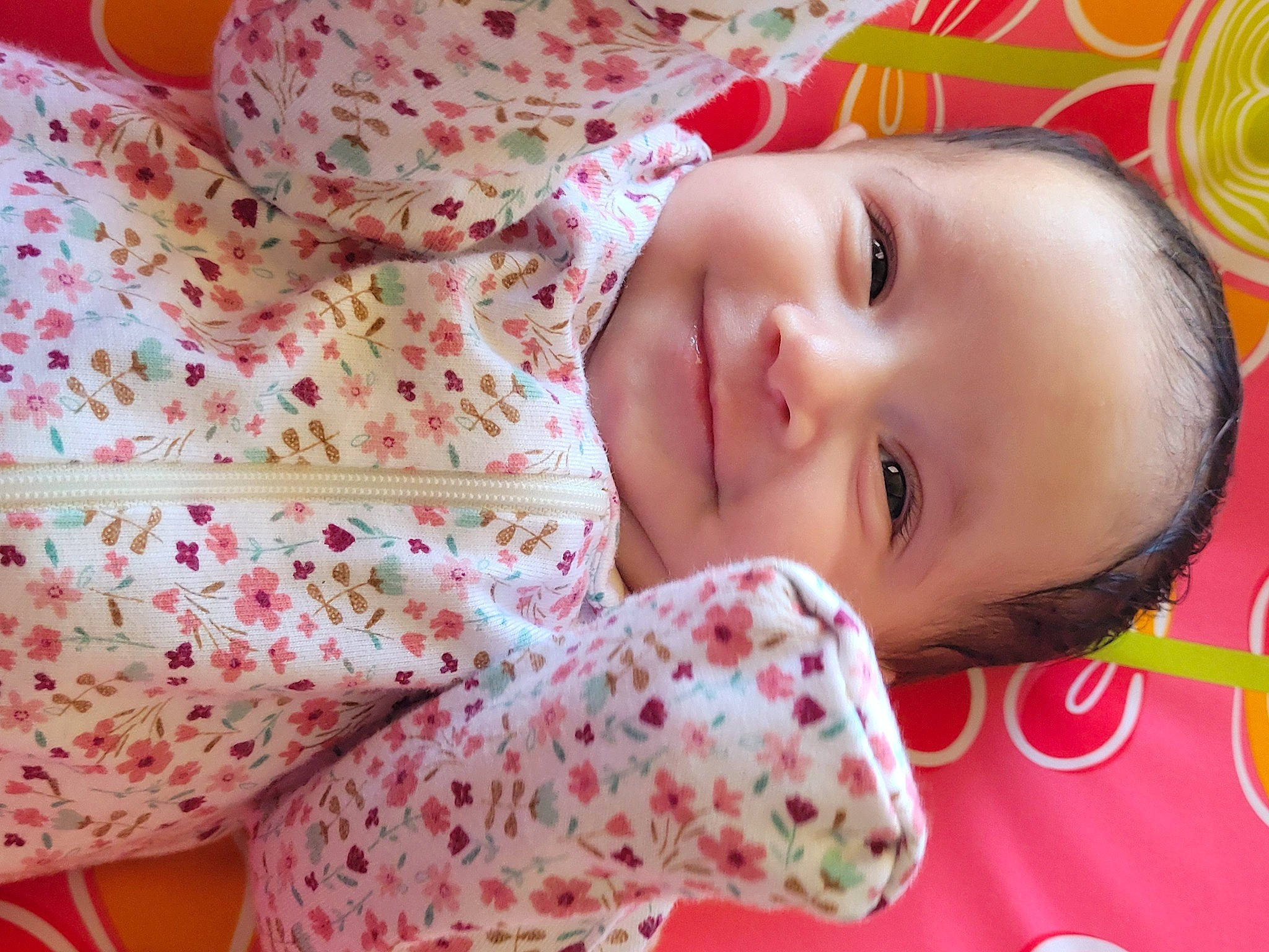 Kalayah is registered to the contest to win money with this photo: baby, baby_toddler_clothing, cheek, child, comfort, design, eyelash, happy, joy, linens, lip, magenta, mammal, nose, pattern, person, pink, skin, sleeve, smile