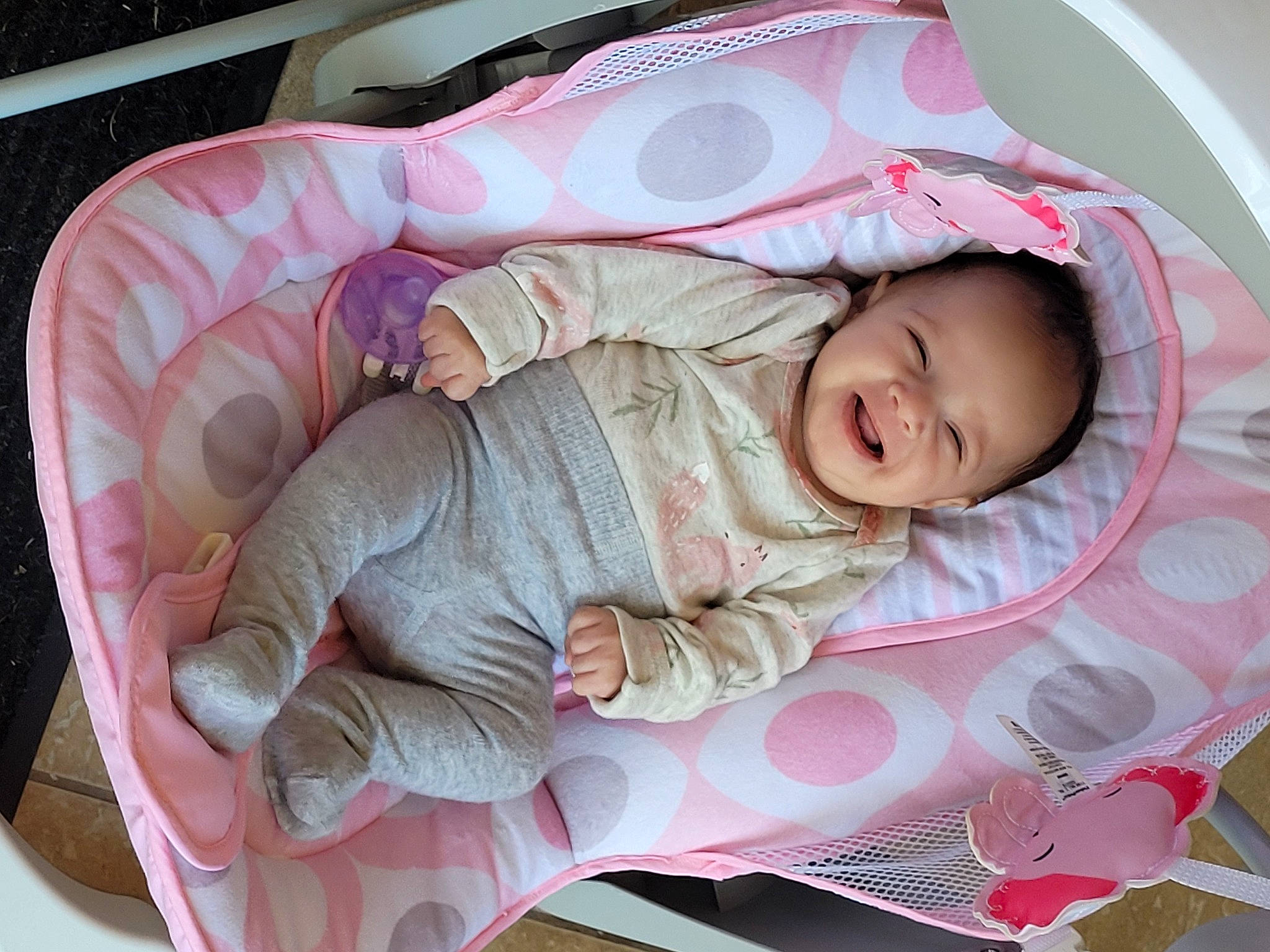 Kalayah joined the competition — help win amazing prizes! baby, baby_carriage, baby_products, baby_safety, baby_toddler_clothing, cheek, child, comfort, finger, infant_bed, linens, magenta, nap, person, pink, product, skin, sleeve, smile, textile