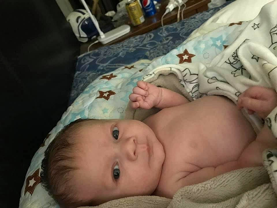 Paxten joined the competition — help win amazing prizes! abdomen, baby, baby_toddler_clothing, bedtime, cheek, chest, child, comfort, eye, face, flesh, linens, mouth, nap, pattern, person, room, skin, sleep, toddler