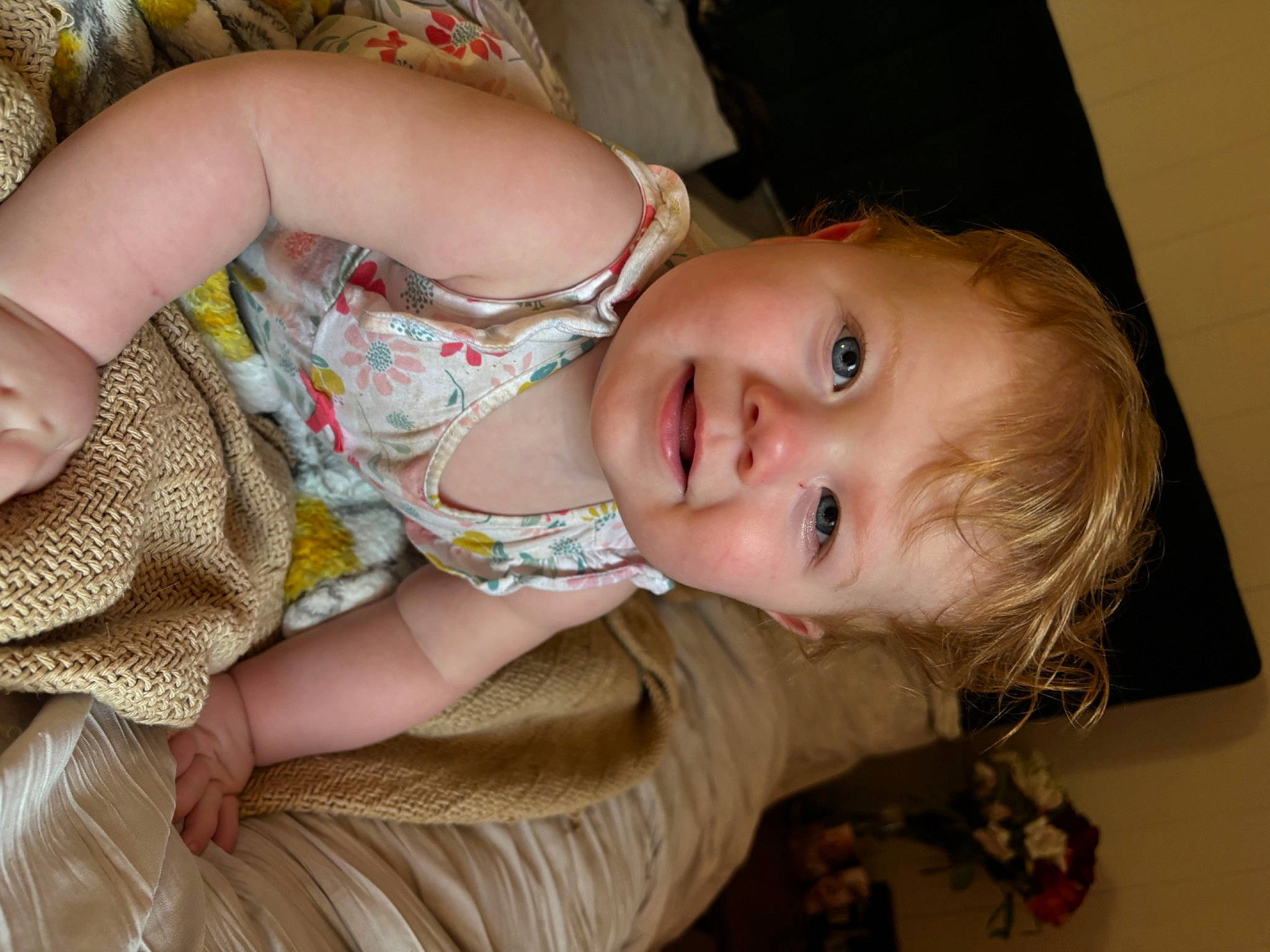 Amelia joined the competition — help win amazing prizes! abdomen, baby, baby_laughing, baby_toddler_clothing, cheek, child, dress, fun, hand, happy, head, iris, joy, mouth, nose, person, sitting, skin, smile, toddler