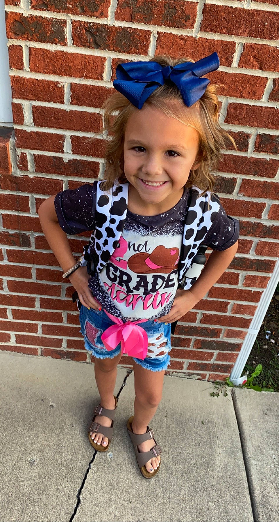 Baylee joined the competition — help win amazing prizes! baby_toddler_clothing, blue, brick, brickwork, cool, electric_blue, face, fun, hair, happy, head, human_leg, joy, magenta, person, pink, sleeve, smile, summer, t_shirt