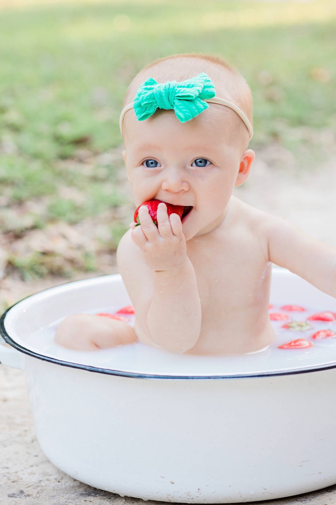 Bennett is registered to the contest to win money with this photo: baby, baby_toddler_clothing, bathing, cap, child, fashion_accessory, fun, grass, happy, hat, headgear, headwear, jewellery, leisure, person, personal_protective_equipment, recreation, sitting, smile, sweetness