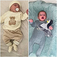 Nahil participe au concours pour gagner de l'argent avec cette photo : baby, bed, blanket, child, comfort, cozy, cute, expression, hat, infant, lying_down, nursery, onesie, pacifier, penguin_toy, plush_toy, portrait, sleeping, soft_fabric, striped_pants