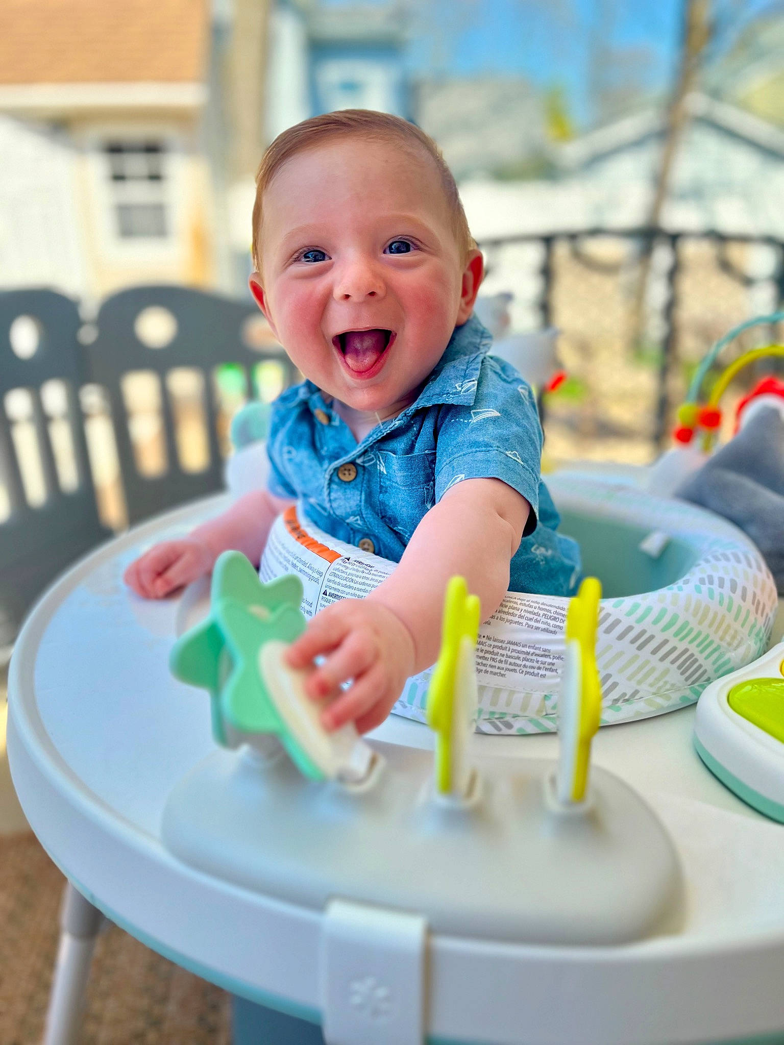 Levi joined the competition — help win amazing prizes! baby, baby_playing_with_toys, baby_products, baby_toddler_clothing, child, city, facial_expression, fun, happy, leisure, outdoor_play_equipment, person, plastic, play, recreation, room, sitting, smile, table, toddler