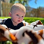 baby, blanket, blue_eyes, child, clothing, cute, daylight, expression, face, fence, grass, head, infant, nature, outdoor, portrait, soft_focus, sunlight, warm, young