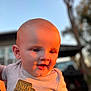 Ivar joined the competition — help win amazing prizes! baby, blue_eyes, child, childhood, cute, daylight, expression, face, happy, head, infant, outdoor, person, portrait, short_hair, skin, smiling, sunset_light, tshirt, young