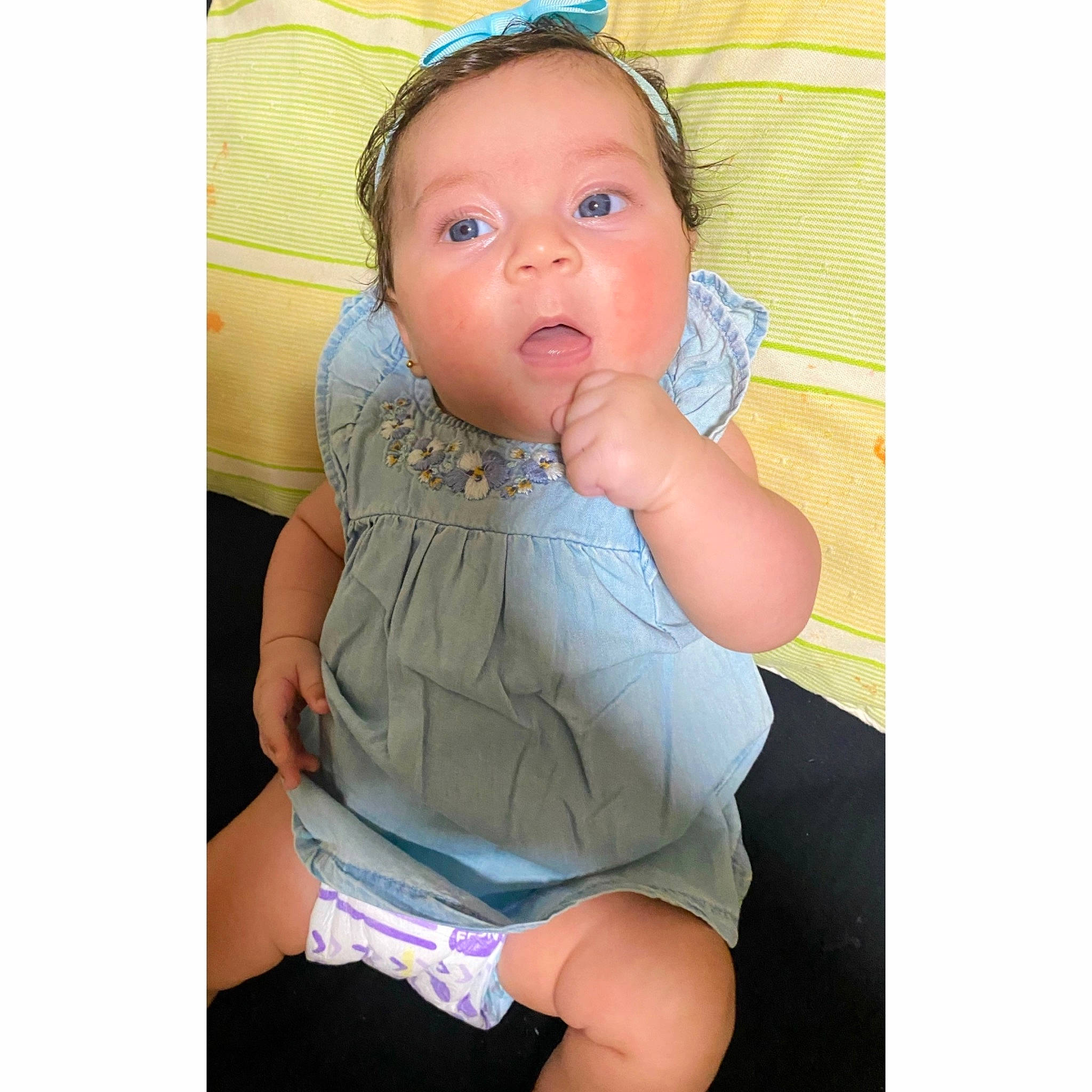 Melanie joined the competition — help win amazing prizes! baby, baby_toddler_clothing, cheek, comfort, ear, eye, eyelash, face, hair, hairstyle, happy, head, headgear, human_body, iris, mouth, neck, person, skin, sleeve