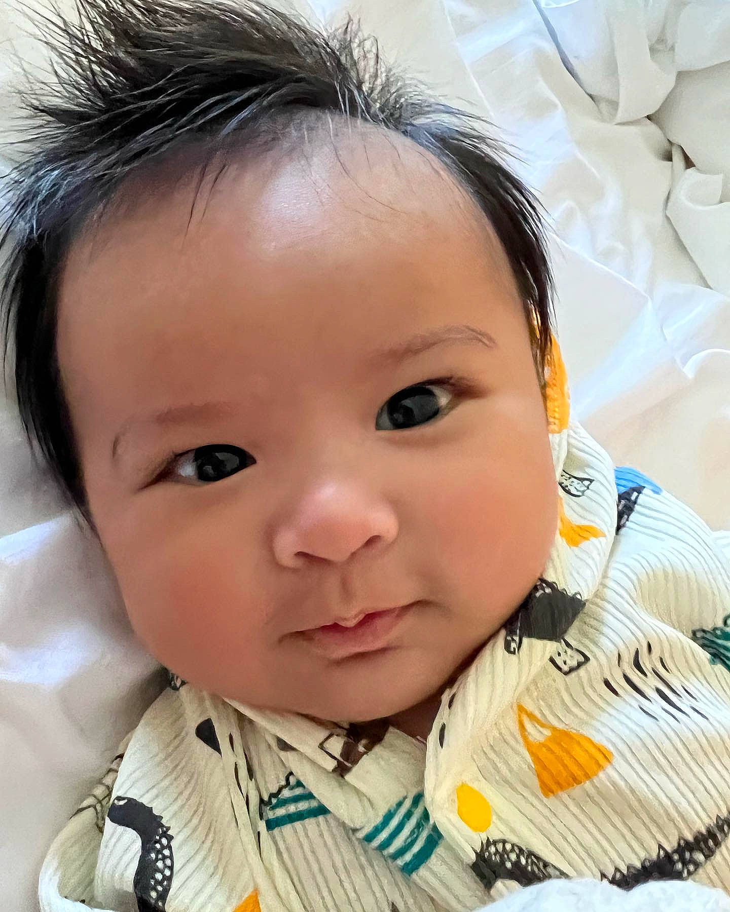 Elijah Angelo is registered to the contest to win money with this photo: baby, baby_toddler_clothing, cheek, chin, collar, dress_shirt, ear, eyebrow, eyelash, hair, happy, iris, lip, mouth, neck, nose, person, skin, sleeve, toddler