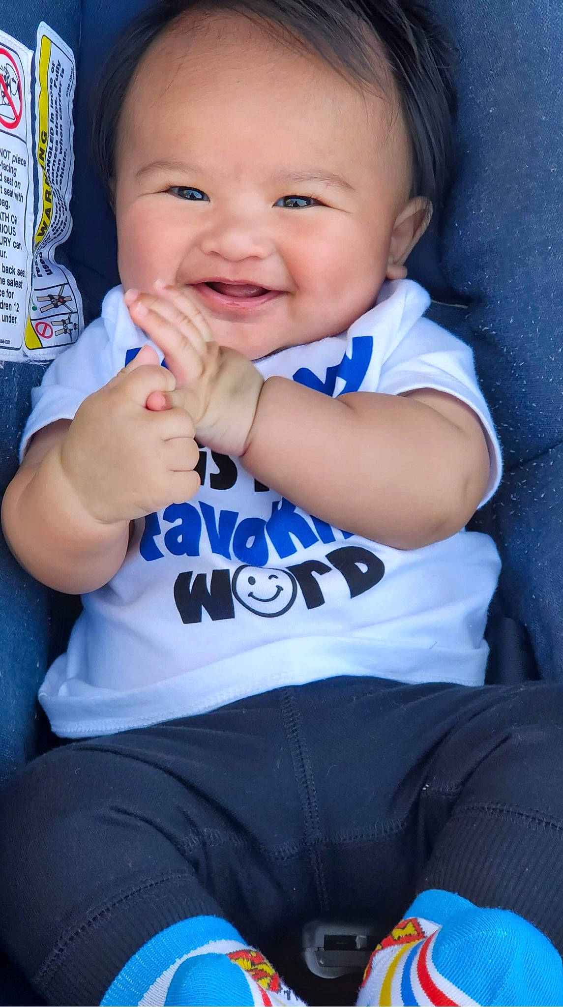 Elijah Angelo joined the competition — help win amazing prizes! azure, baby, baby_toddler_clothing, black, blue, cheek, chin, eye, facial_expression, finger, flash_photography, gesture, happy, iris, joy, light, lip, person, skin, sleeve