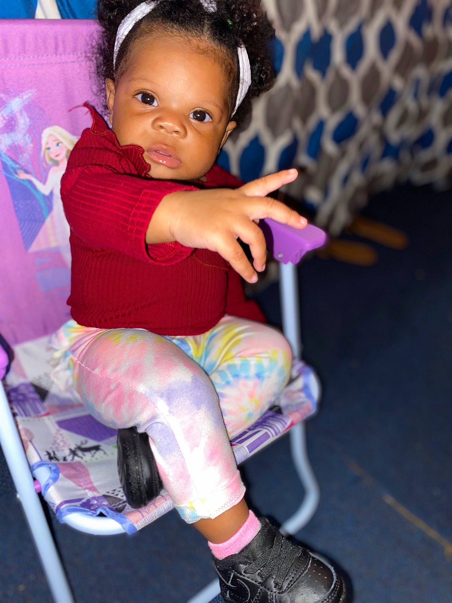 Annaliese joined the competition — help win amazing prizes! baby_toddler_clothing, black_hair, cheek, child, cool, eye, face, fun, happy, human_leg, knee, magenta, person, pink, purple, shorts, sitting, skin, sock, thigh