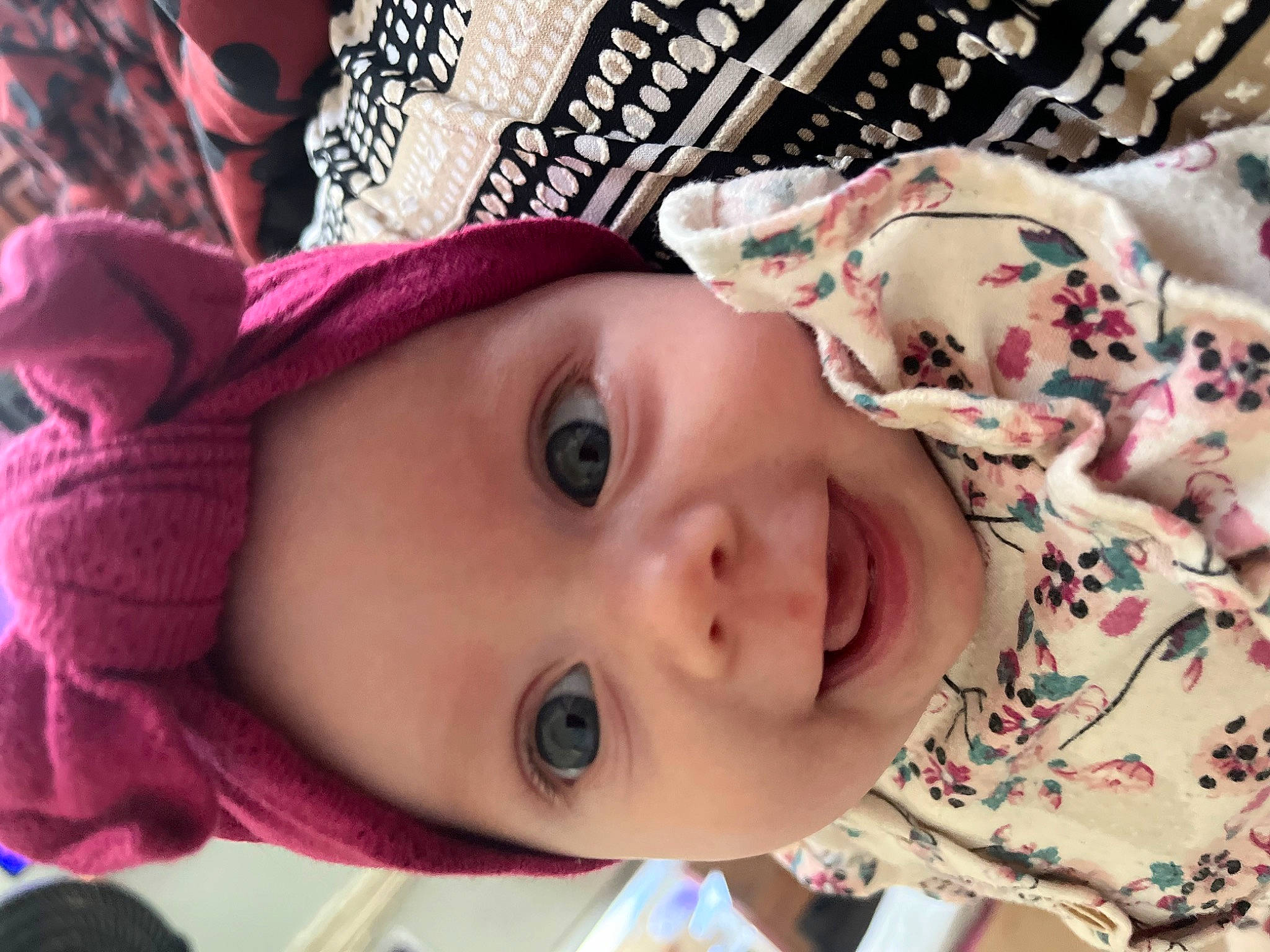 Emberlynn joined the competition — help win amazing prizes! baby, cheek, child, chin, eye, eyebrow, eyelash, face, happy, headgear, headwear, iris, lip, mouth, nose, organ, person, pink, skin, smile