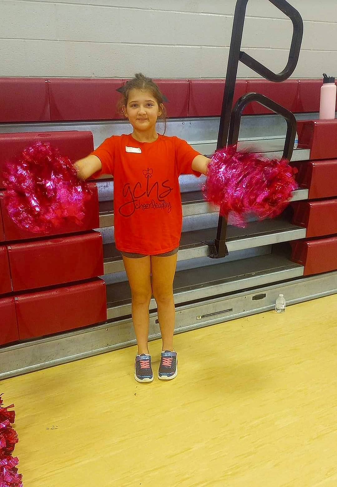 Aleigha joined the competition — help win amazing prizes! baby_toddler_clothing, calf, finger, flooring, fun, human_leg, joint, joy, knee, leg, magenta, person, pink, red, shorts, smile, sportswear, standing, textile, thigh