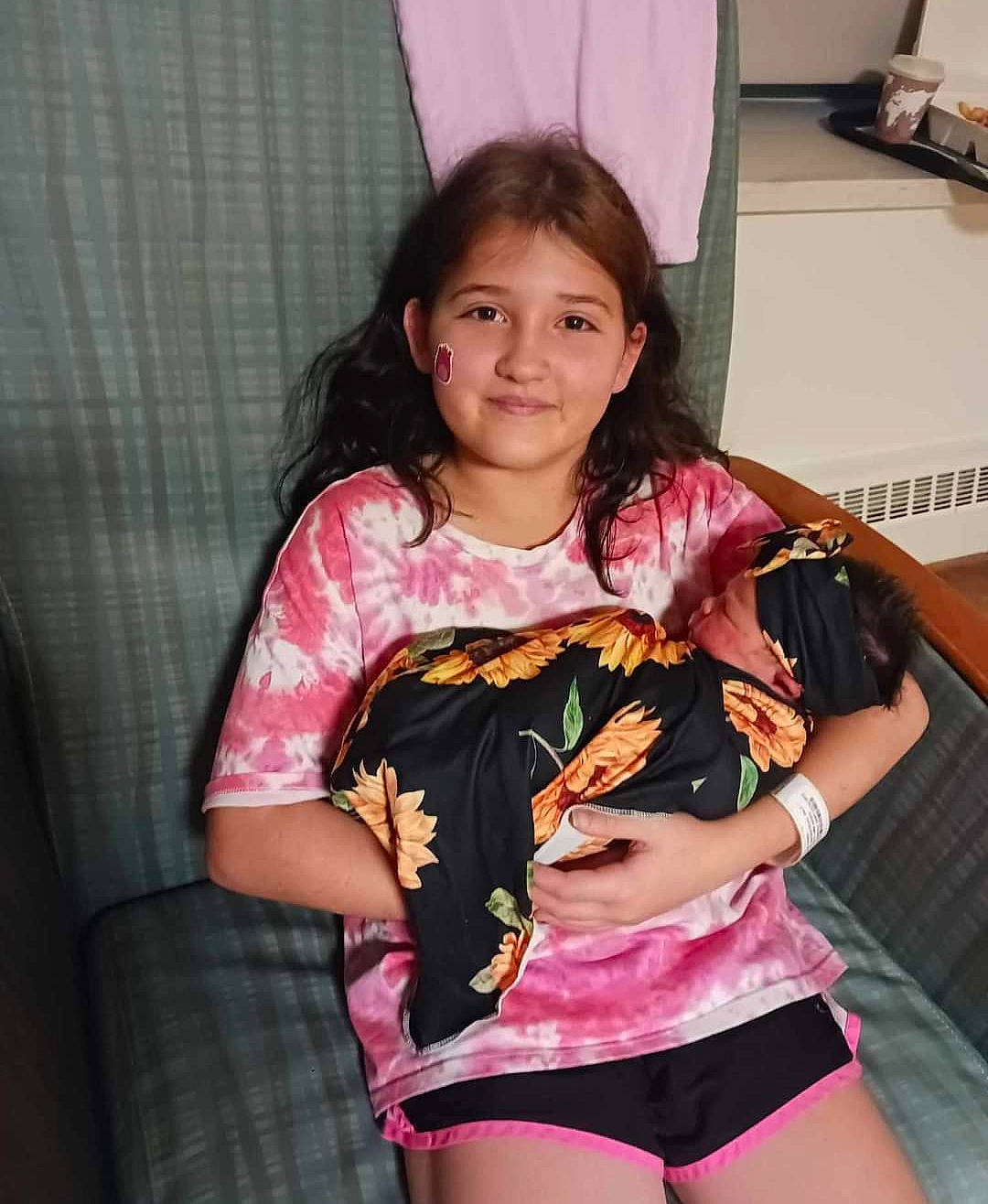 Aleigha joined the competition — help win amazing prizes! abdomen, black_hair, child, event, fashion_design, fun, happy, human_leg, joy, knee, long_hair, magenta, person, pink, sitting, sleeve, sportswear, t_shirt, textile, thigh