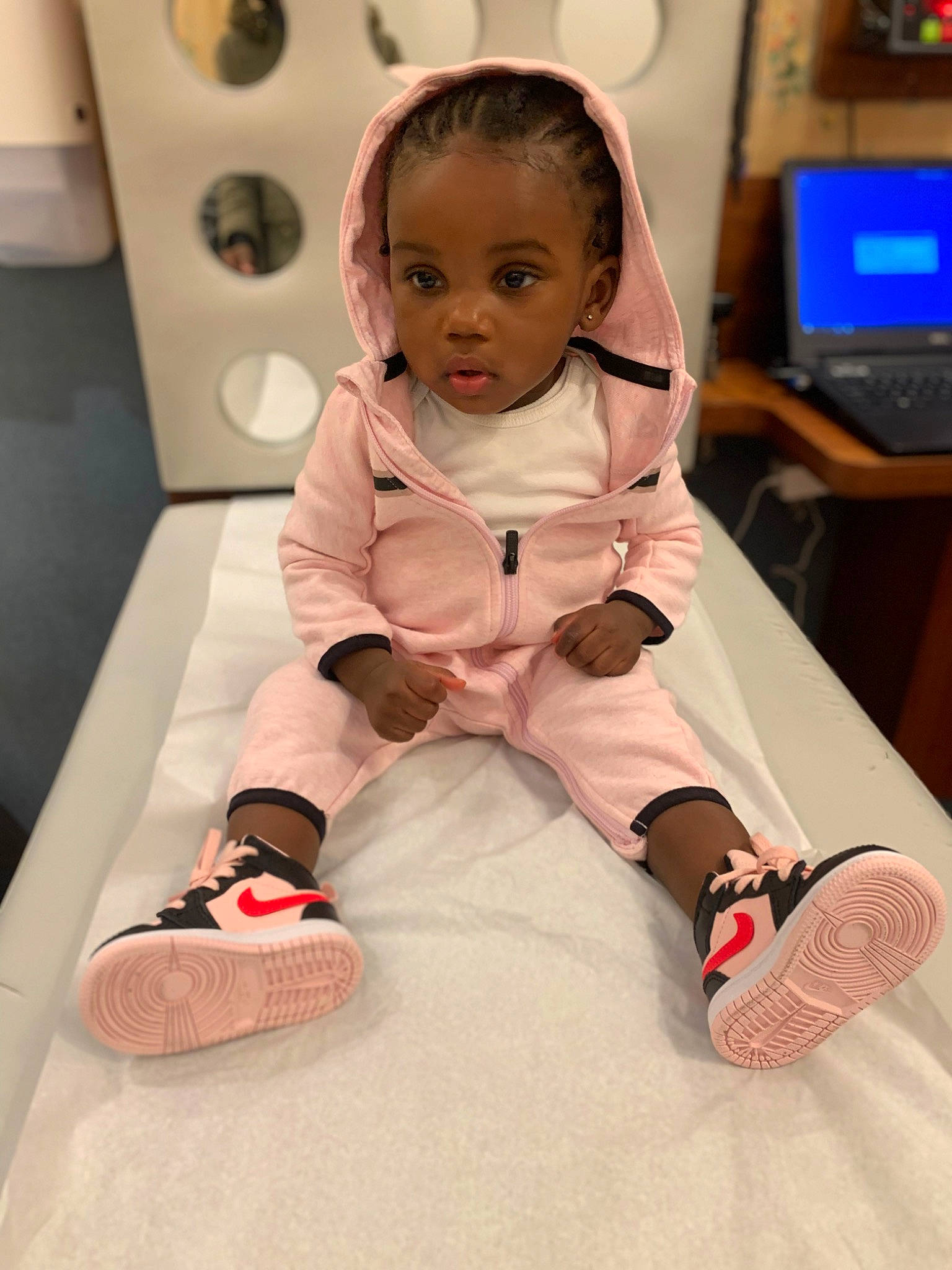 Regina joined the competition — help win amazing prizes! baby, baby_toddler_clothing, child, comfort, floor, flooring, foot, footwear, fun, head, human_leg, knee, leg, person, pink, room, shoe, sneakers, thigh, thumb