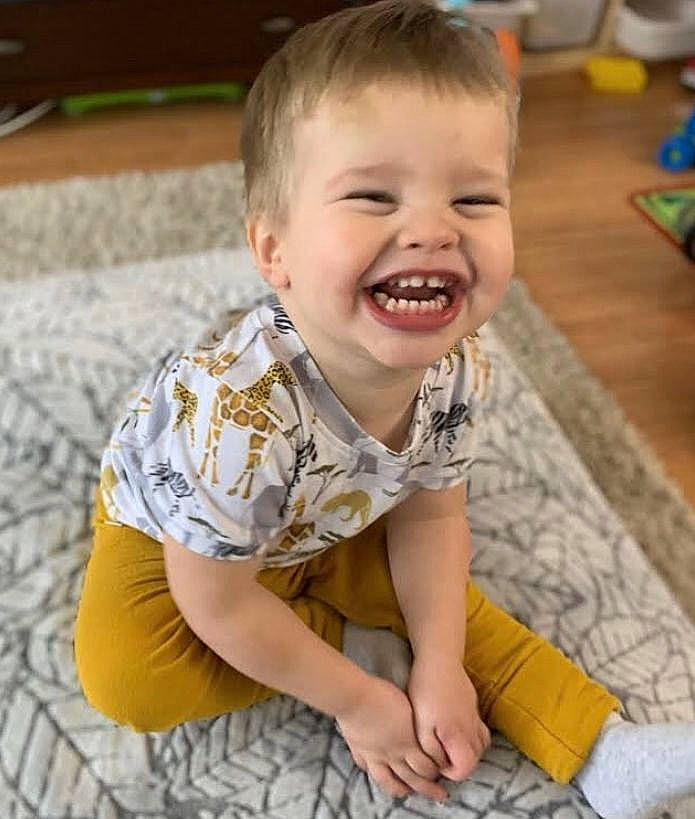 Nathan Levi joined the competition — help win amazing prizes! baby, child, facial_expression, joy, laugh, person, play, sitting, smile, toddler, tummy_time