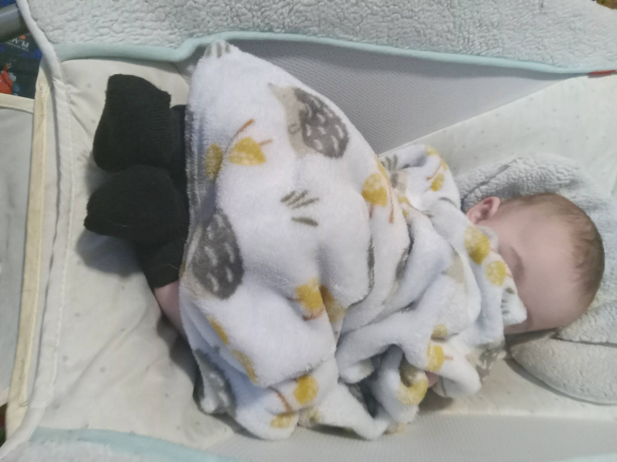 Aidyn is registered to the contest to win money with this photo: art, baby, baby_products, baby_safety, baby_sleeping, baby_toddler_clothing, bedding, bedtime, child, comfort, linens, nap, person, room, sleep, stuffed_toy, toddler