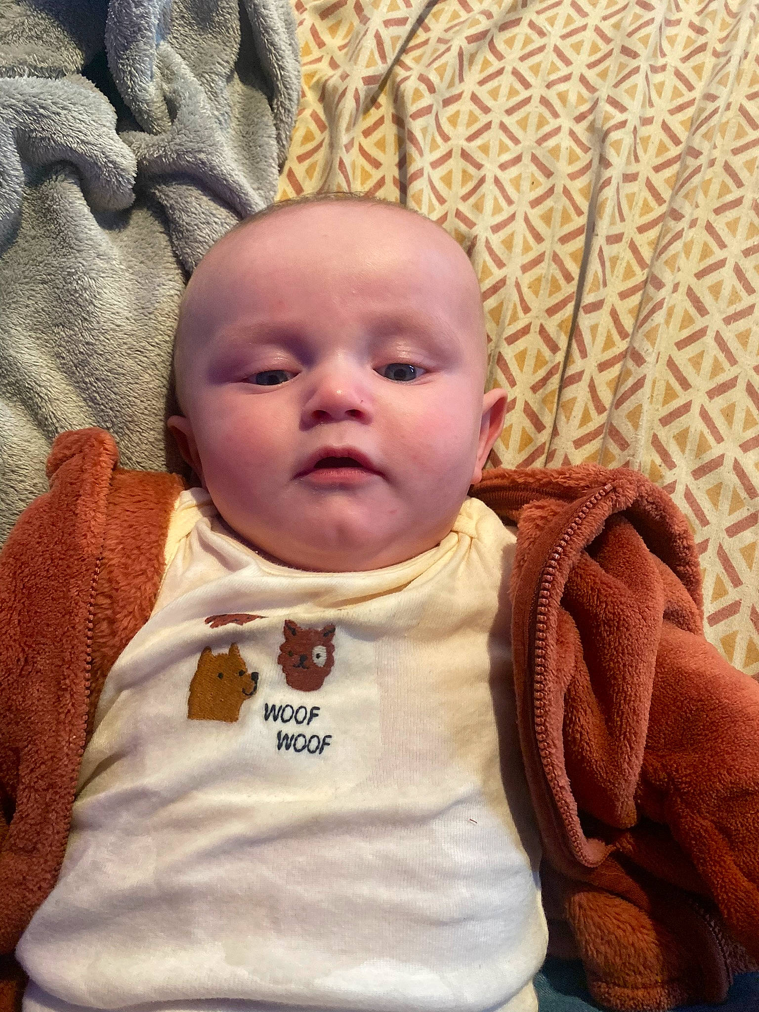 Caspian is registered to the contest to win money with this photo: baby, baby_toddler_clothing, cheek, child, chin, collar, comfort, eye, facial_expression, happy, head, iris, linens, lip, nose, person, skin, sleeve, textile, toddler