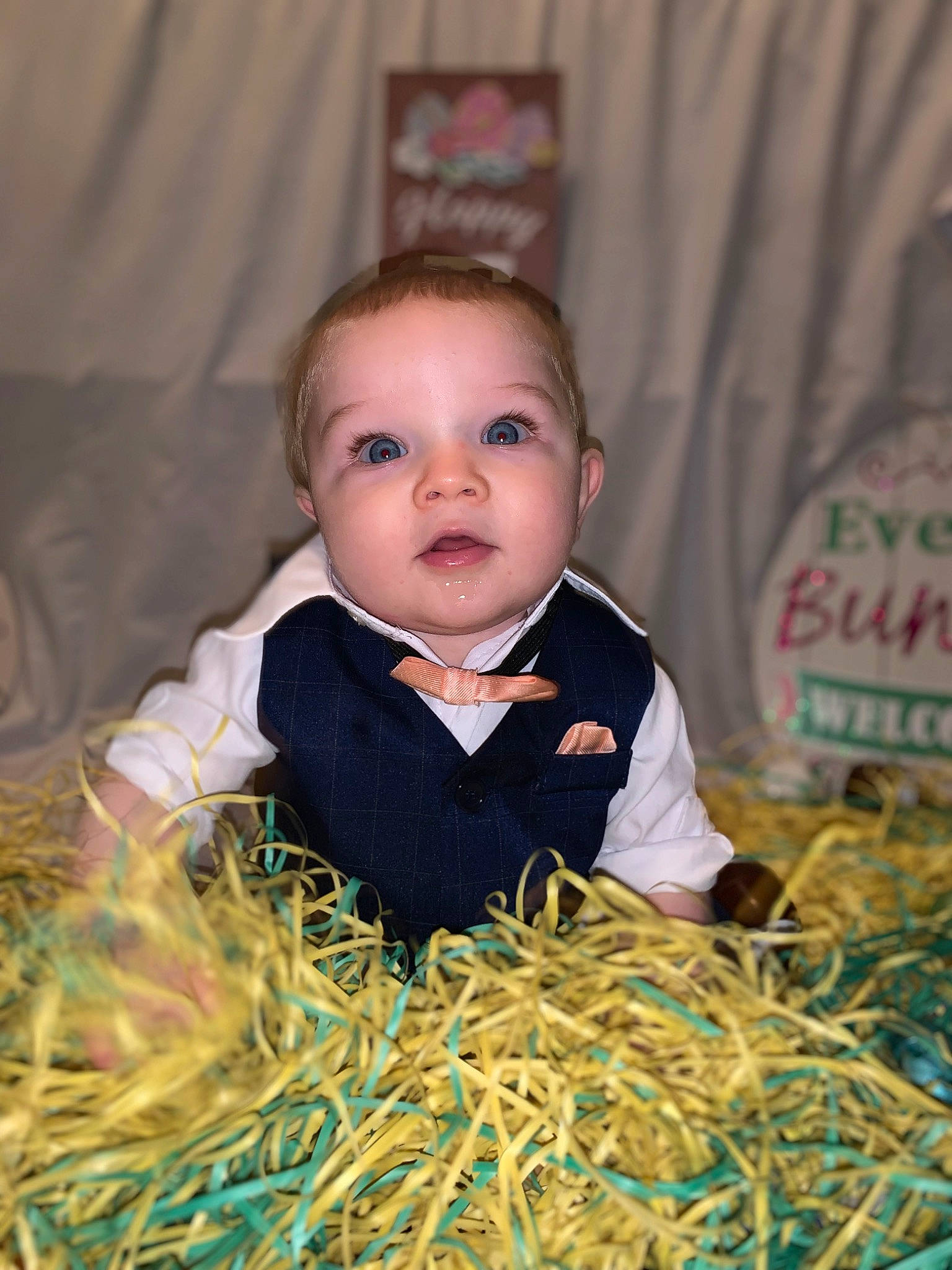Jacob joined the competition — help win amazing prizes! baby, baby_toddler_clothing, child, curtain, grass, happy, hay, head, people_in_nature, person, plant, portrait_photography, sitting, straw, toddler, vegetable, wood