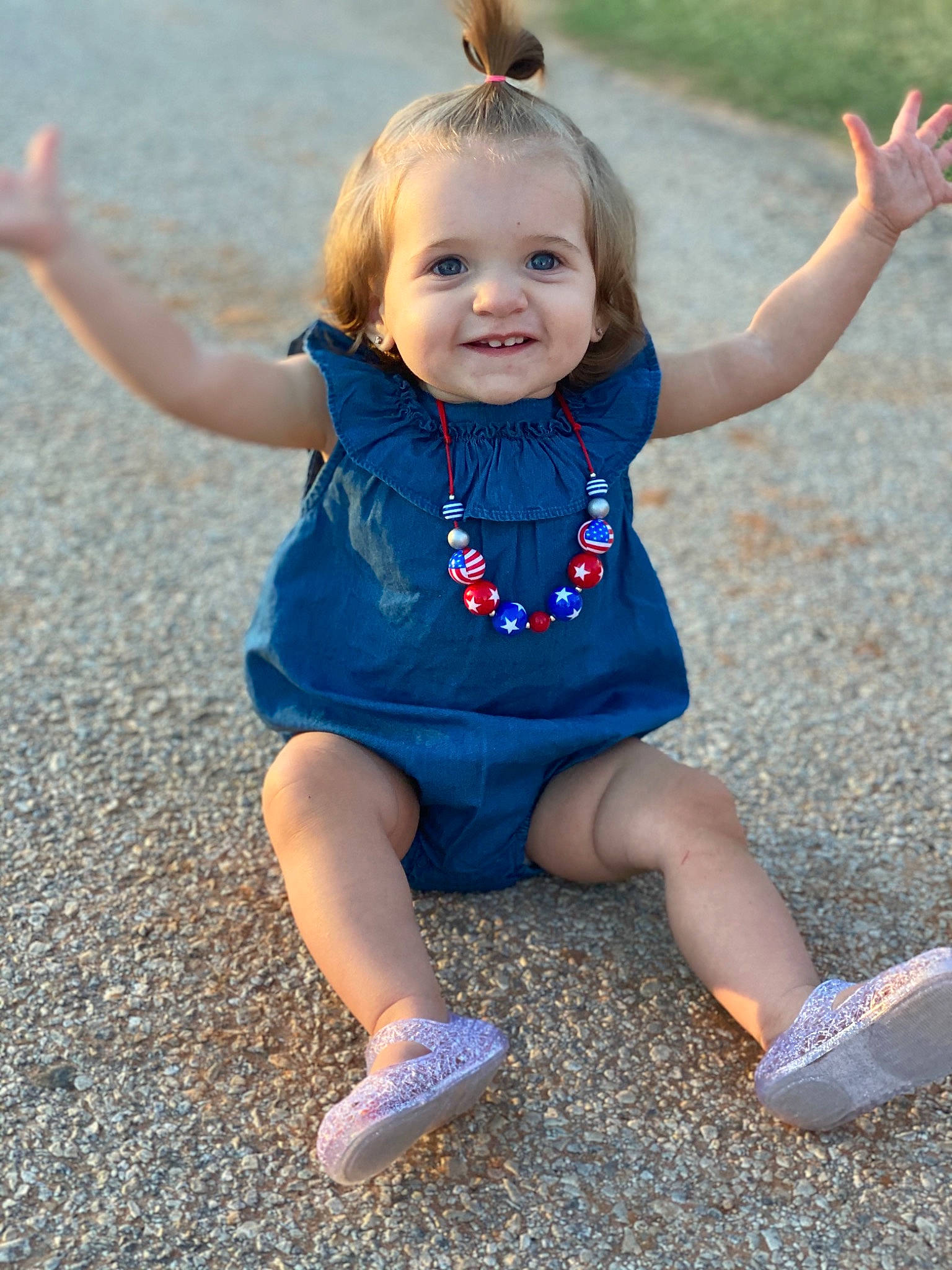 Kynleigh joined the competition — help win amazing prizes! baby, blue, child, fun, happy, joy, leisure, people, person, play, sitting, skin, smile, summer, toddler, vacation
