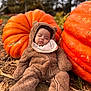 Karter joined the competition — help win amazing prizes! autumn, baby, baby_clothing, bear_costume, child, costume, cozy, cute, fall, ground, leaves, nature, orange, outdoor, portrait, pumpkin, pumpkin_patch, seasonal, sleeping, soft_focus
