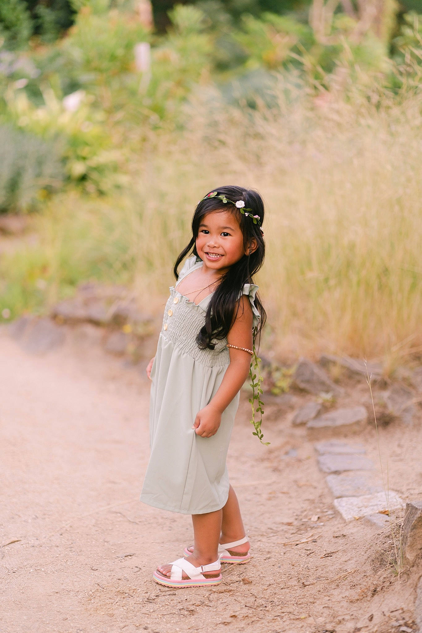 Jasmine is registered to the contest to win money with this photo: brown_hair, day_dress, dress, fashion_accessory, fawn, flash_photography, formal_wear, grass, grassland, happy, headpiece, jewellery, joy, landscape, necklace, pattern, people_in_nature, person, plant, sleeve