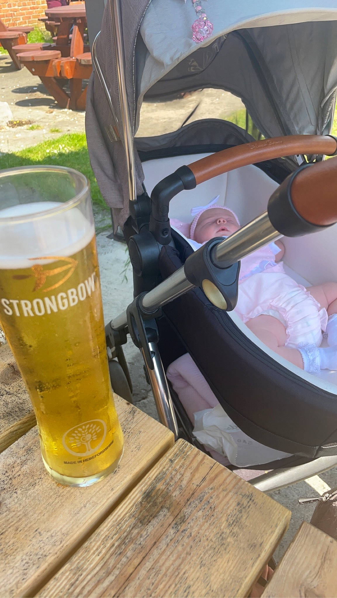 Darcie is registered to the contest to win money with this photo: alcohol, alcoholic_beverage, baby_carriage, baby_products, barware, beer, beer_glass, cooking, drink, drinkware, food, glass, ice_beer, lager, liqueur, paulaner_hefeweizen, person, pint, pint_glass, tableware