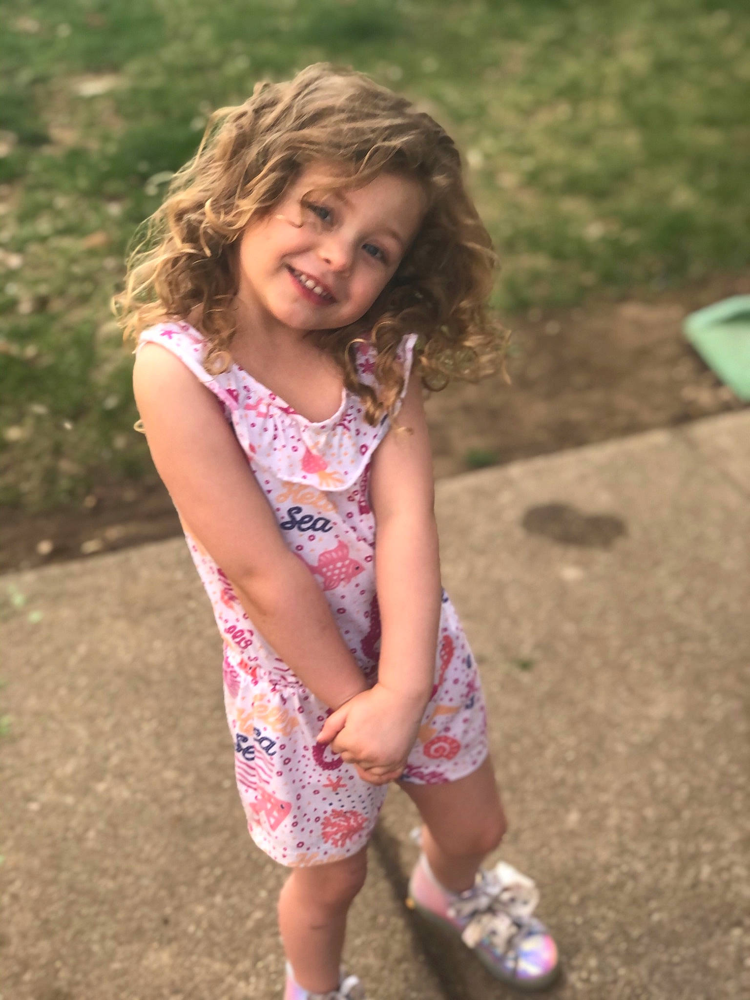Carlee joined the competition — help win amazing prizes! adaptation, child, clothing, dress, flash_photography, fun, grass, hair, happy, human, joy, leisure, mammal, people_in_nature, person, pink, plant, skin, smile, summer
