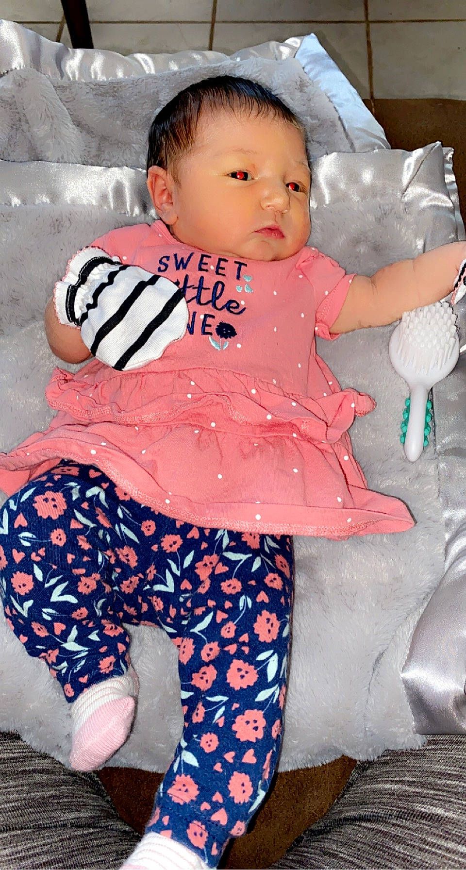 Harleigh is registered to the contest to win money with this photo: abdomen, baby, baby_toddler_clothing, cheek, eye, face, happy, head, human, human_body, iris, leg, mouth, person, pink, skin, sleeve, thigh, toddler, trunk