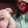 Lil'Gurl joined the competition — help win amazing prizes! person, dog, indoor, glasses, white_dog, blurry, selfie, long_hair, casual_clothing, pet, companion, closeup, adult, portrait, animal, friendship, together, face, light, shadow