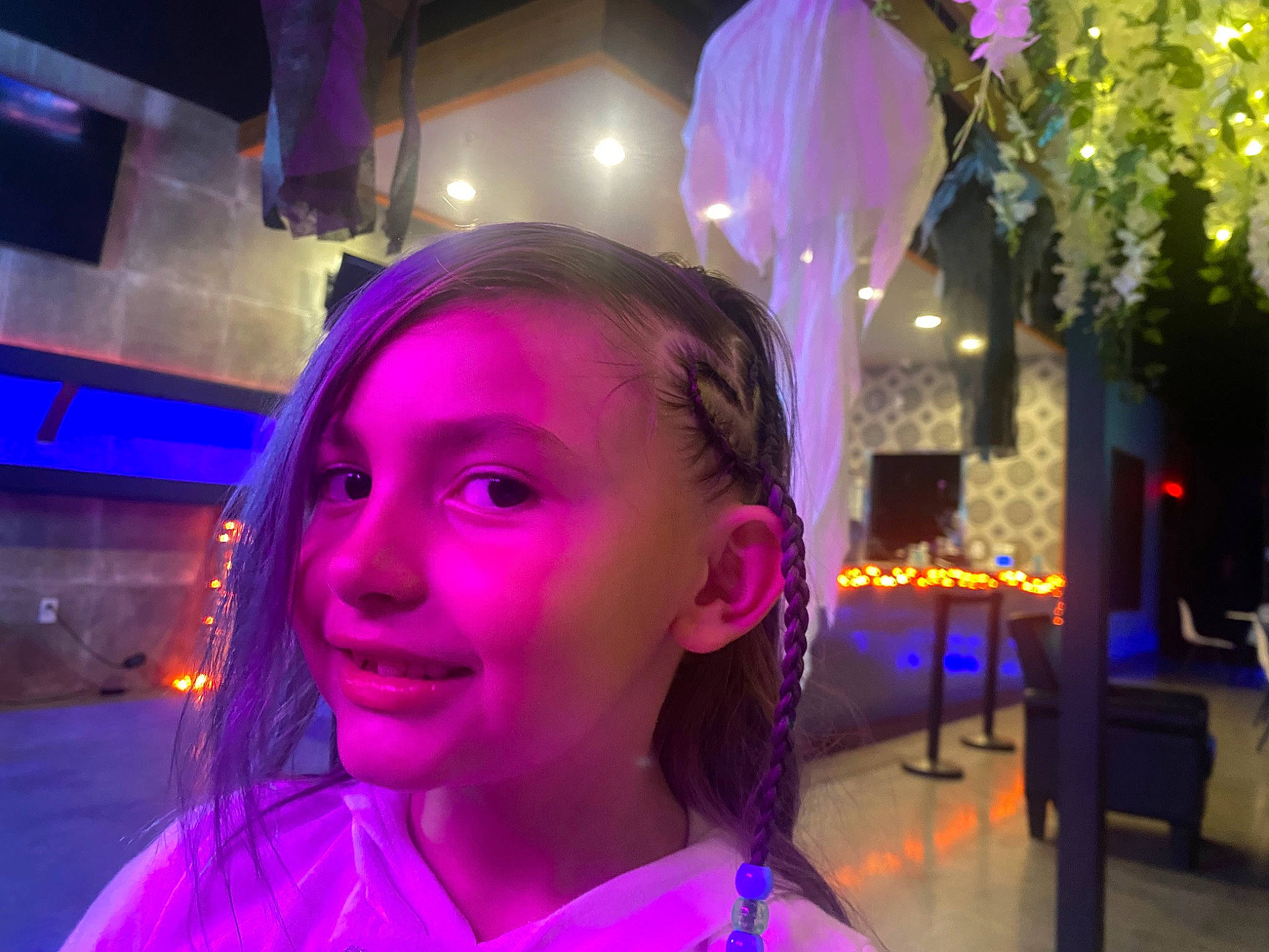 Scout joined the competition — help win amazing prizes! audio_equipment, chair, ear, electric_blue, entertainment, event, flash_photography, fun, happy, leisure, magenta, neon, night, party, person, pink, purple, smile, vacation, violet