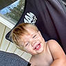 Berkley joined the competition — help win amazing prizes! toddler, child, smiling, happy, messy_face, shirtless, chair, outdoor, window, reflection, adult, shoulder, hair, skin, portrait, daylight, casual, relaxed, person, seat