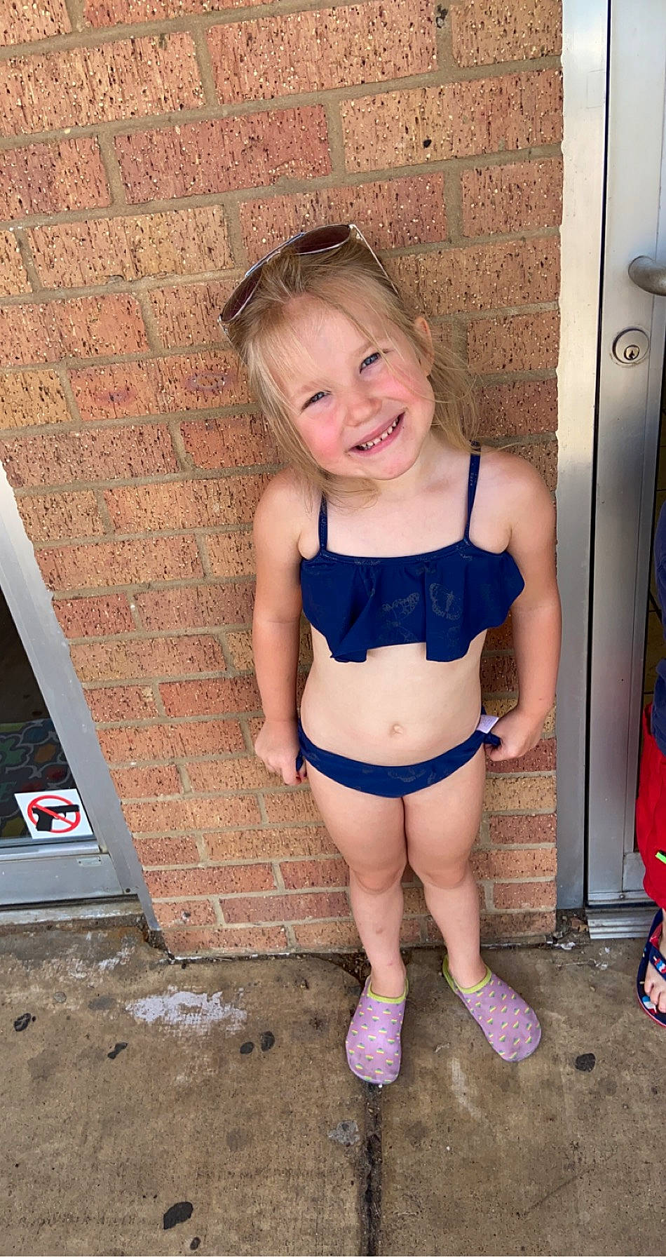 Zymira is registered to the contest to win money with this photo: abdomen, blond, brassiere, briefs, child, child_model, clothing, electric_blue, joy, leg, lingerie, person, smile, swimwear, thigh, toddler, undergarment, vacation