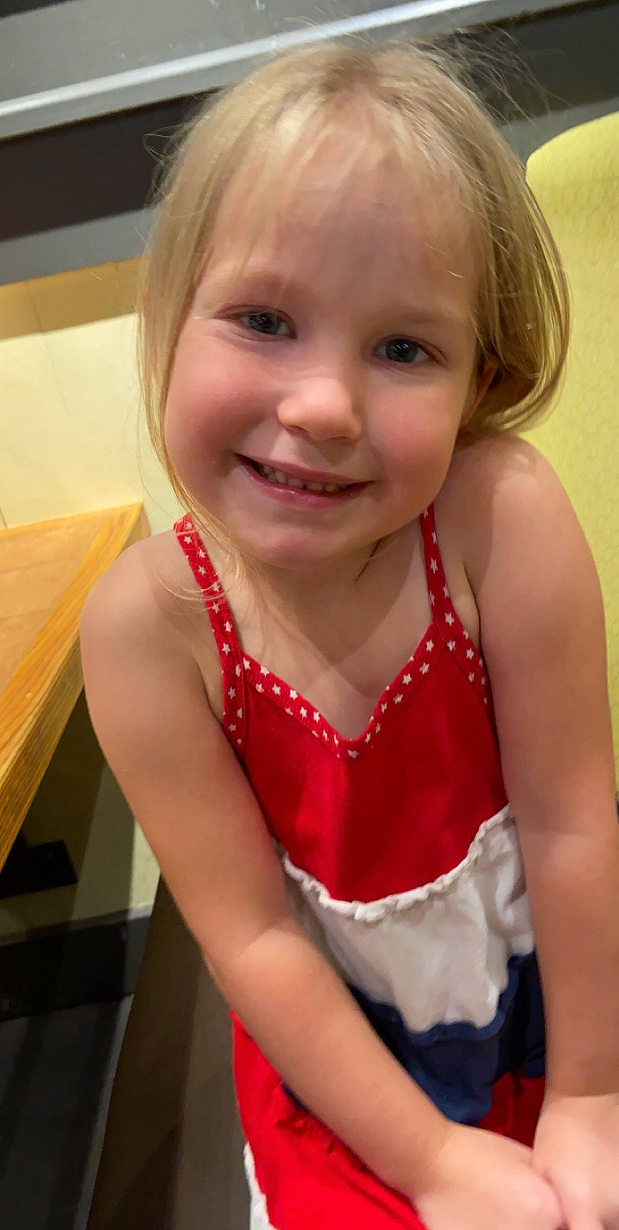 Zymira is registered to the contest to win money with this photo: blond, cheek, child, child_model, dress, eye, face, facial_expression, hair, hairstyle, joy, laugh, person, skin, smile, toddler, tooth