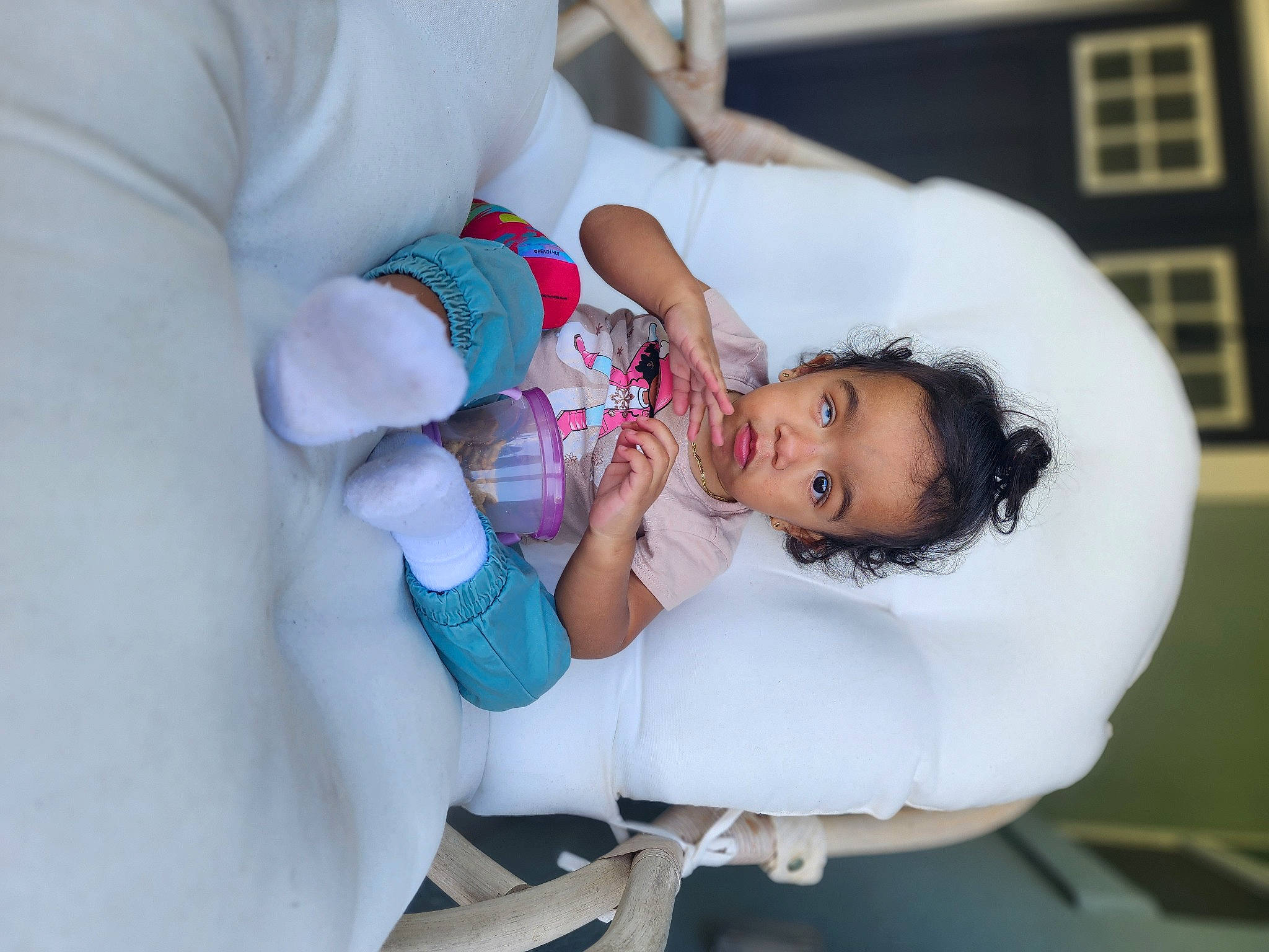 Kalani joined the competition — help win amazing prizes! baby, baby_products, baby_sleeping, baby_toddler_clothing, child, comfort, eyelash, finger, hand, hat, health_care, linens, mouth, nail, person, room, sitting, skin, sleep, toddler