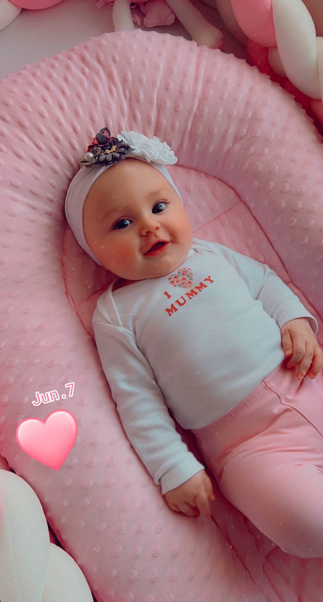 Nicole Dorothea participe au concours pour gagner de l'argent avec cette photo : baby, baby_sleeping, baby_toddler_clothing, cap, child, comfort, facial_expression, finger, hand, happy, hat, headgear, headwear, lip, magenta, person, pink, skin, smile, thigh