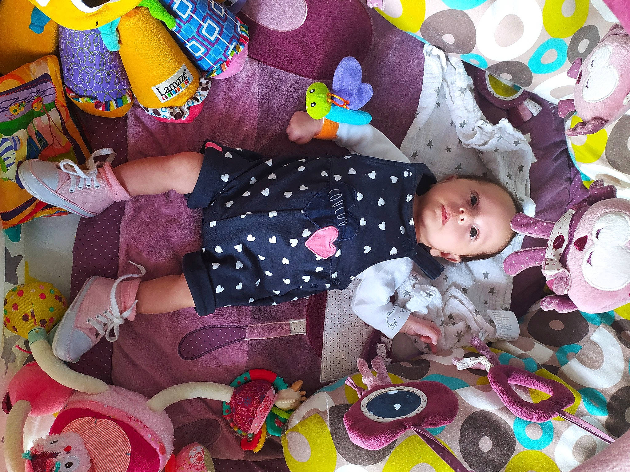 Kalie participe au concours pour gagner de l'argent avec cette photo : art, child, circle, event, fashion_accessory, fun, happy, magenta, party_supply, pattern, person, pink, play, product, purple, snapshot, stuffed_toy, textile, toddler, toy