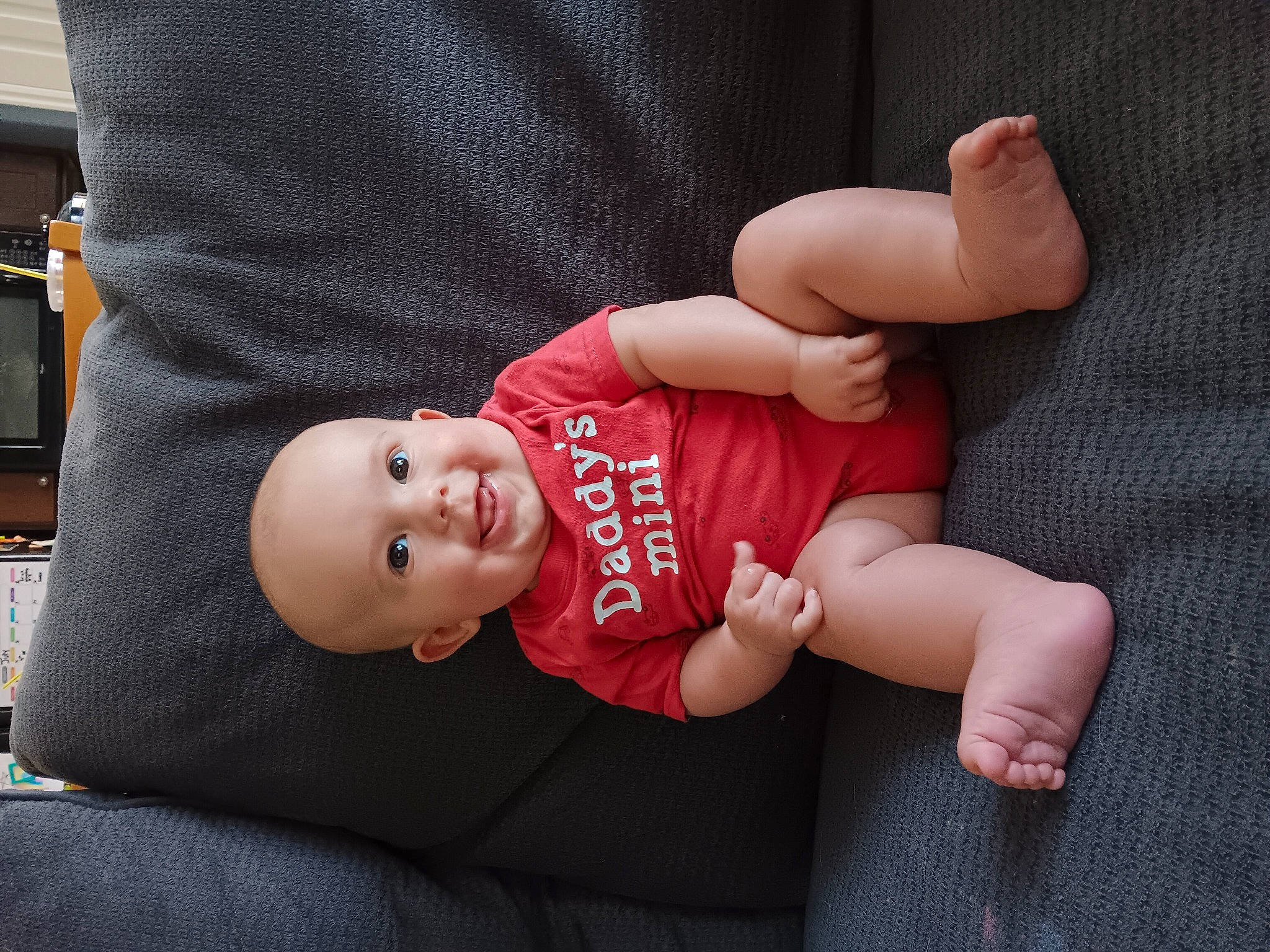 Colter joined the competition — help win amazing prizes! baby, baby_toddler_clothing, cheek, child, comfort, finger, flash_photography, foot, fun, gesture, happy, hat, human_body, joy, person, sitting, skin, sleeve, smile, t_shirt