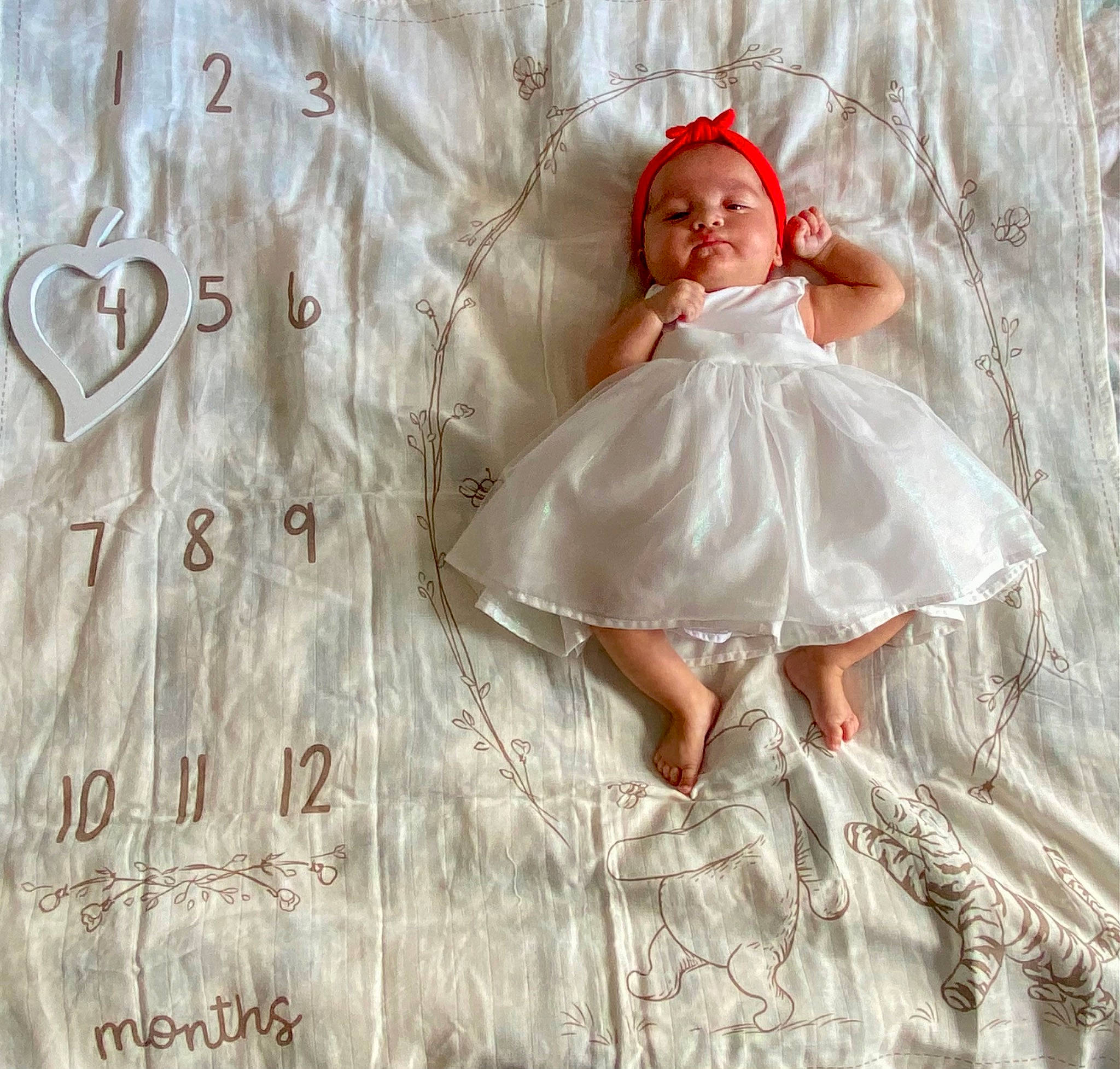 Louann participe au concours pour gagner de l'argent avec cette photo : art, baby, baby_toddler_clothing, bridal_accessory, child, dress, embellishment, face, fashion_accessory, hand, happy, head, headgear, linens, pattern, peach, person, pink, textile, toddler