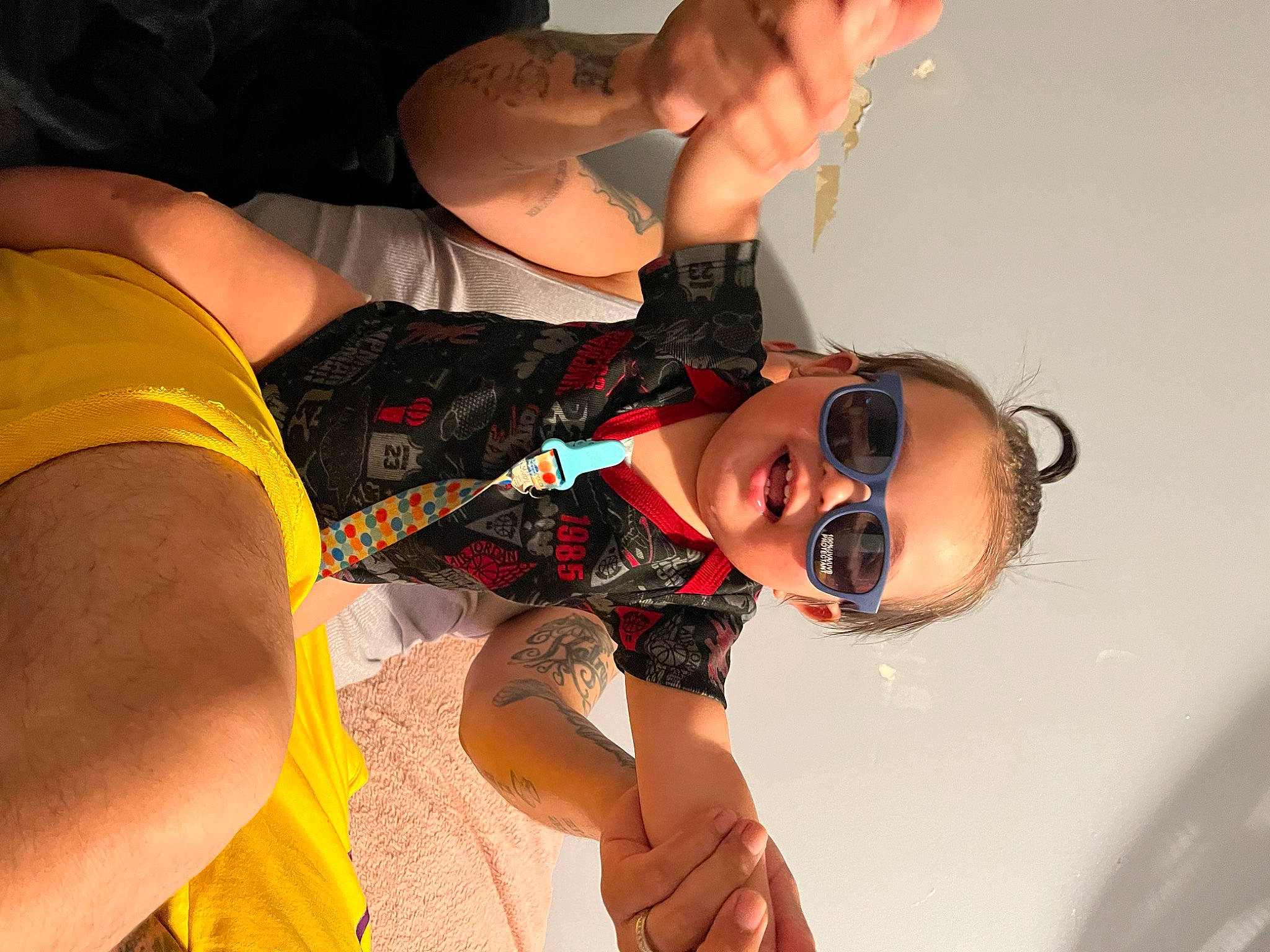 Charles is registered to the contest to win money with this photo: abdomen, arm, chest, elbow, entertainment, event, eyewear, finger, fun, gesture, happy, joint, leisure, mouth, muscle, person, shorts, sunglasses, thigh, trunk