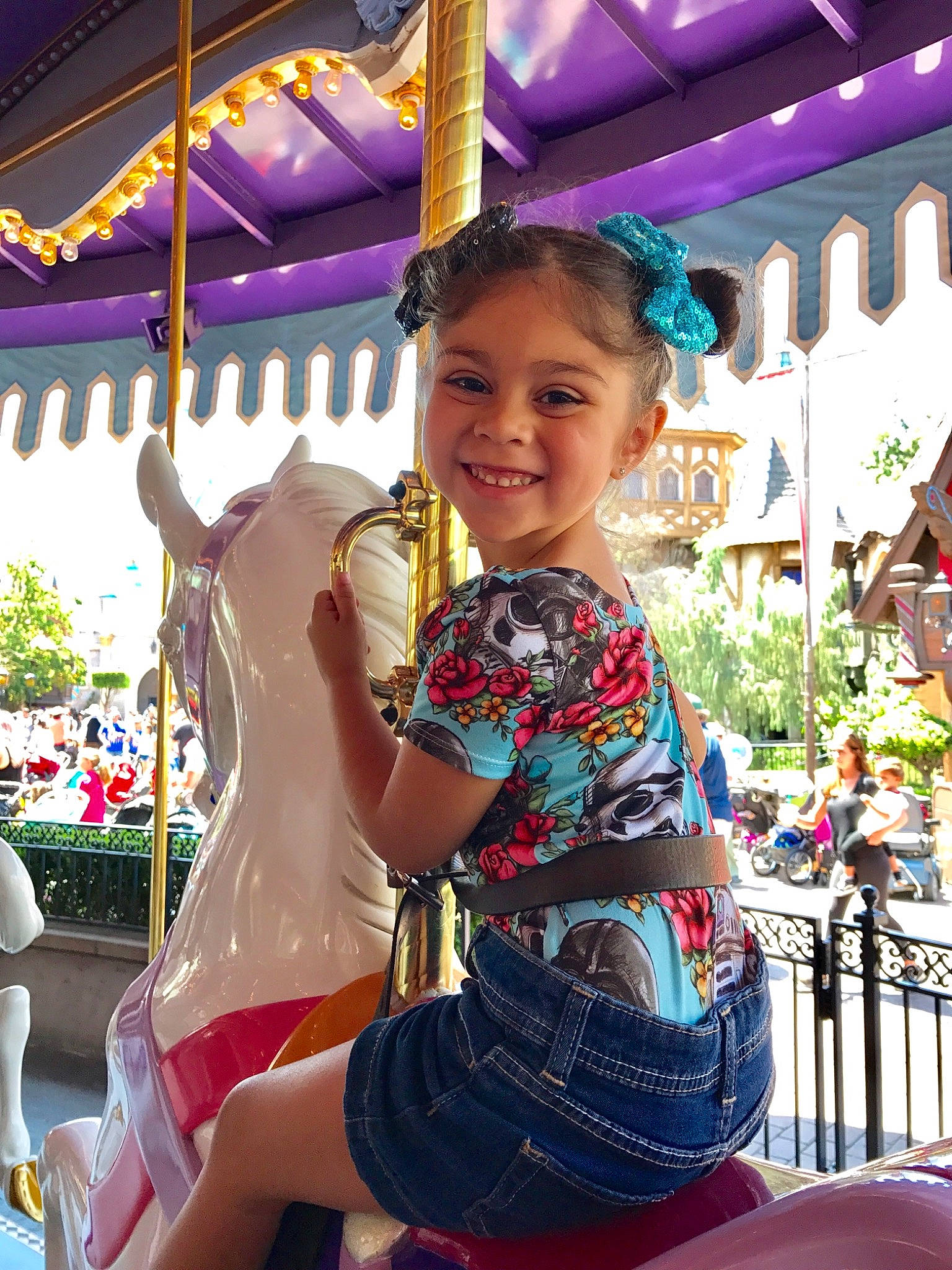 Ava joined the competition — help win amazing prizes! amusement_park, amusement_ride, carousel, child, fair, fun, joy, leisure, nonbuilding_structure, park, person, recreation, smile, temple, vacation