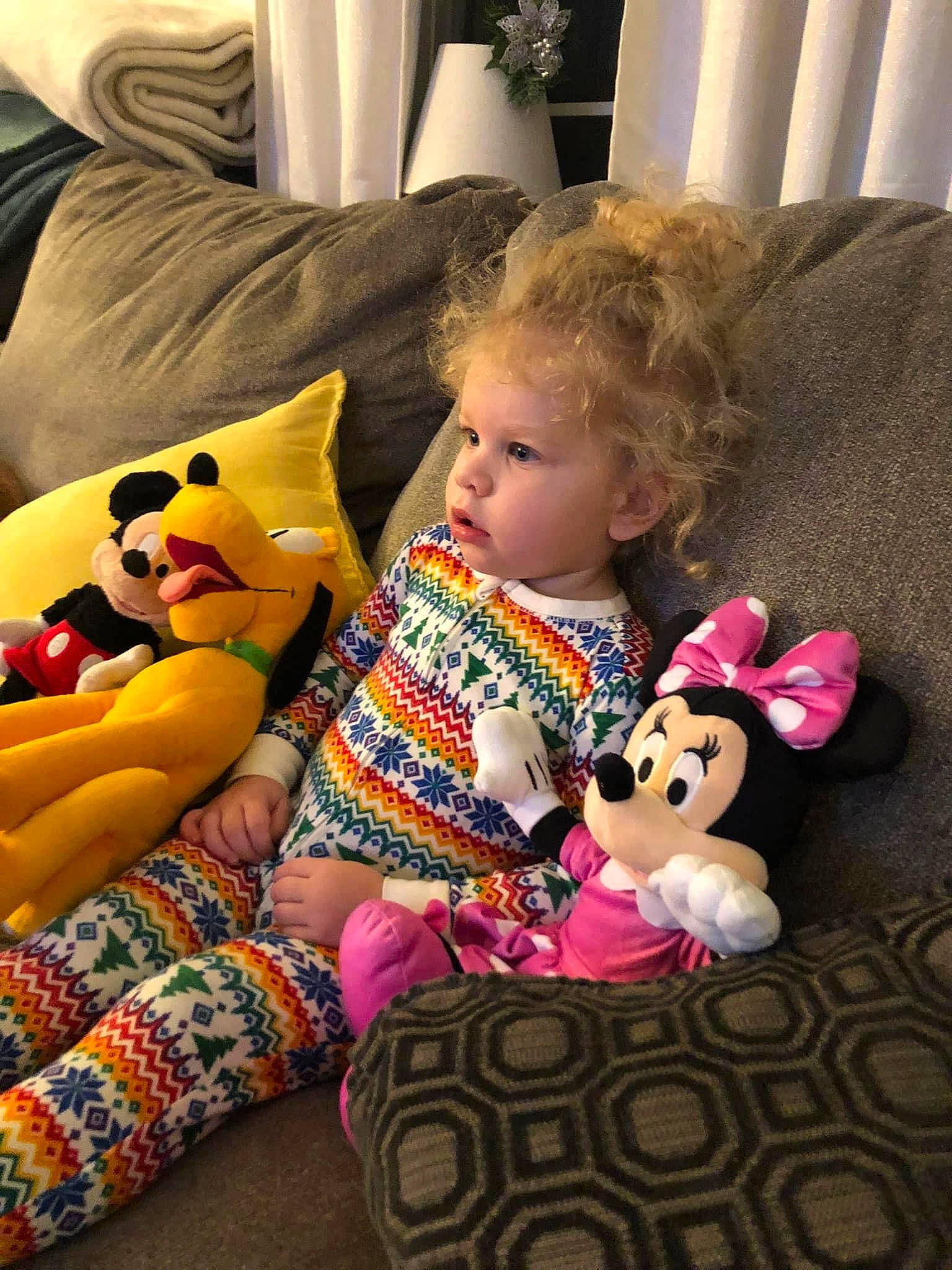 Lyla joined the competition — help win amazing prizes! baby, baby_toddler_clothing, child, comfort, couch, flooring, fun, happy, linens, living_room, mammal, person, pink, plush, room, sitting, skin, stuffed_toy, textile, toddler