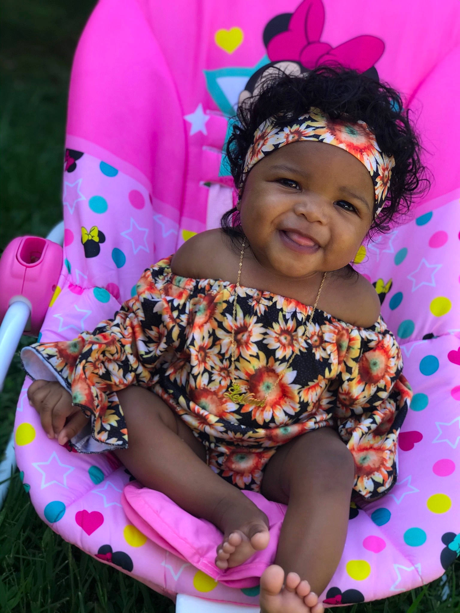 Leilani is registered to the contest to win money with this photo: baby_products, baby_toddler_clothing, child, costume, fashion_accessory, hair_accessory, happy, headband, headgear, headwear, joy, pattern, person, pink, play, product, smile, textile, toddler