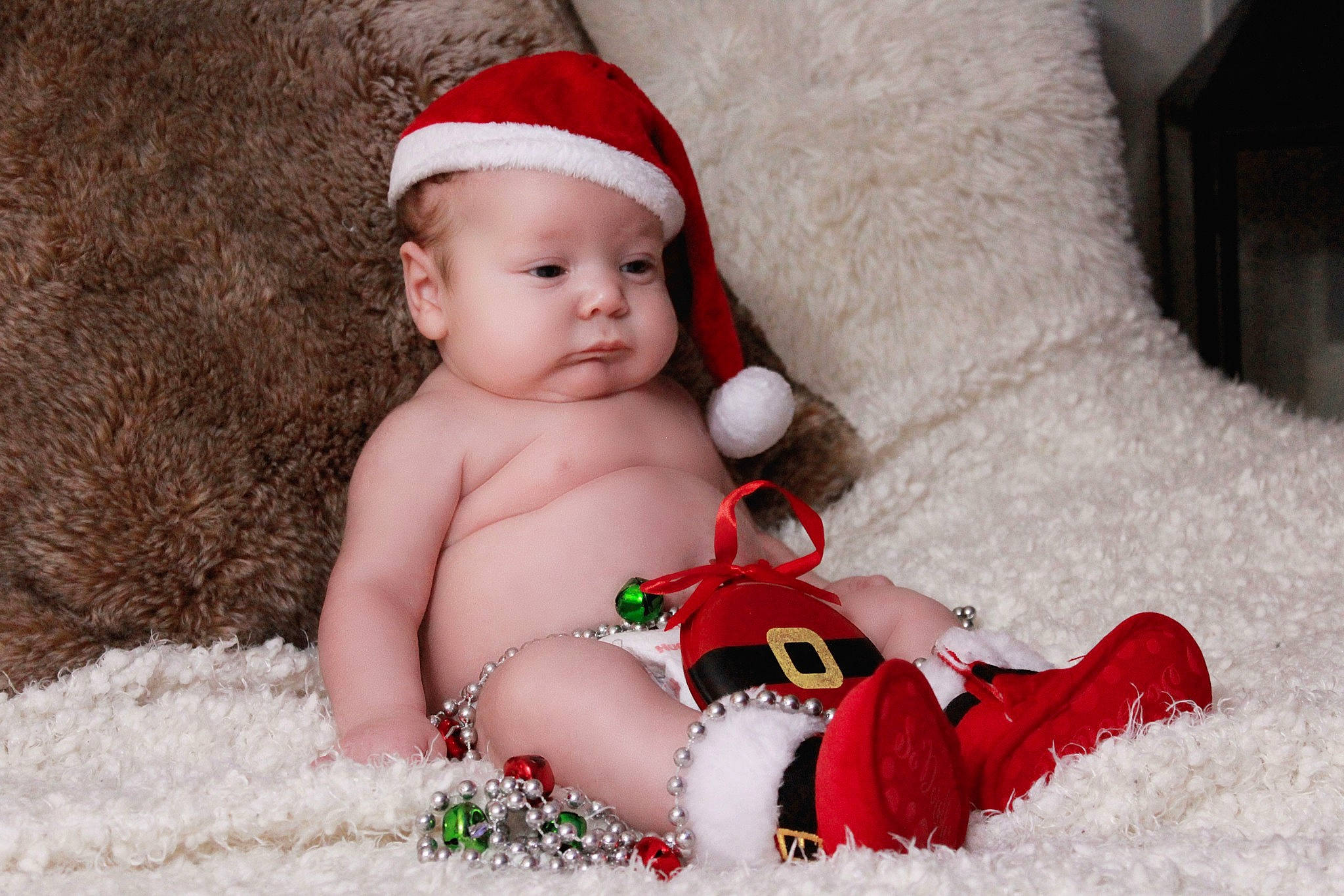 Daxson joined the competition — help win amazing prizes! baby, child, christmas, christmas_eve, fictional_character, happy, holiday, person, red, santa_claus, sitting, skin, smile, toddler